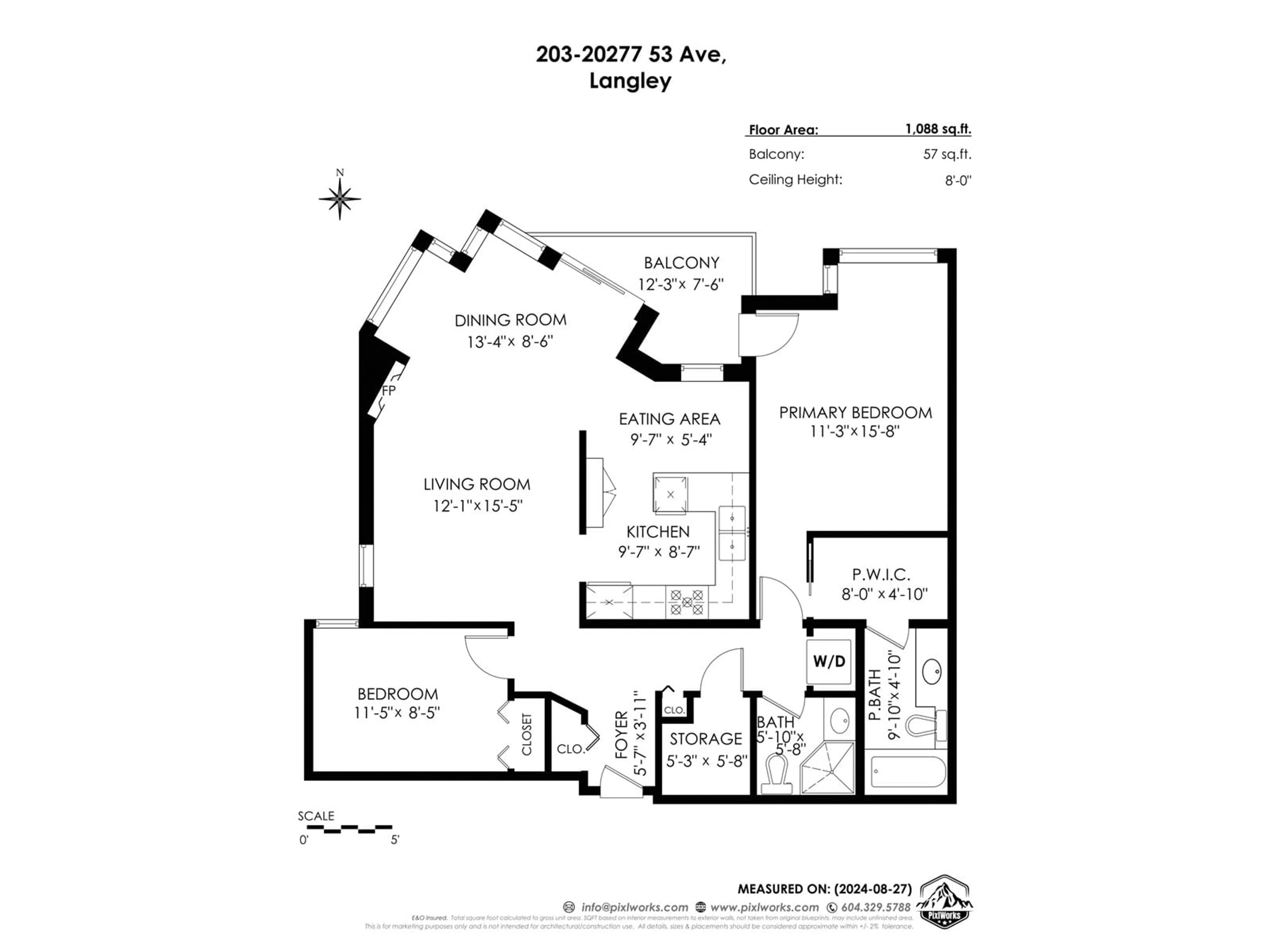 Floor plan for 203 - 20277 53RD, Langley British Columbia V3A3V2