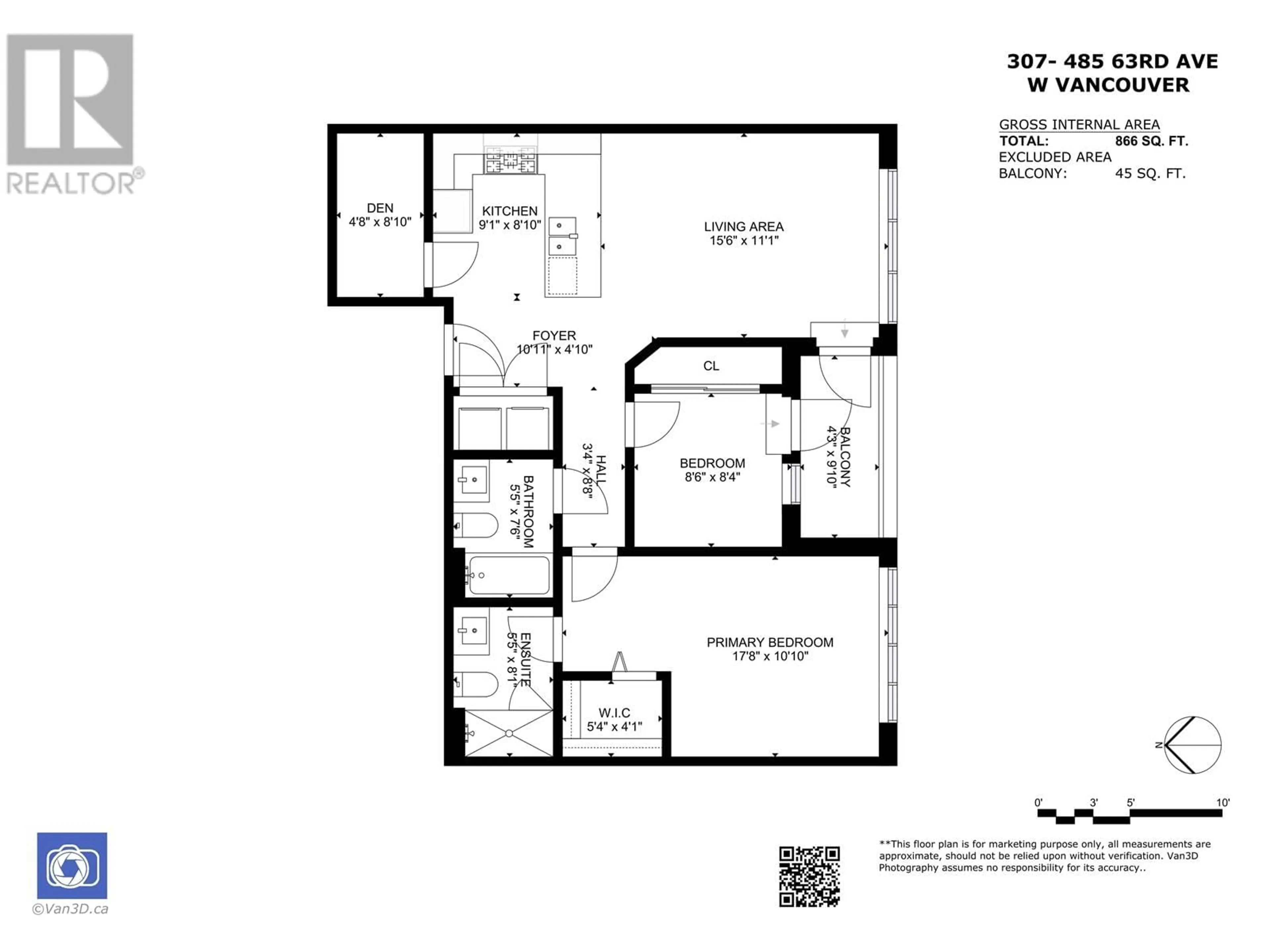 Floor plan for 307 - 485 63RD AVENUE, Vancouver British Columbia V5X2J3