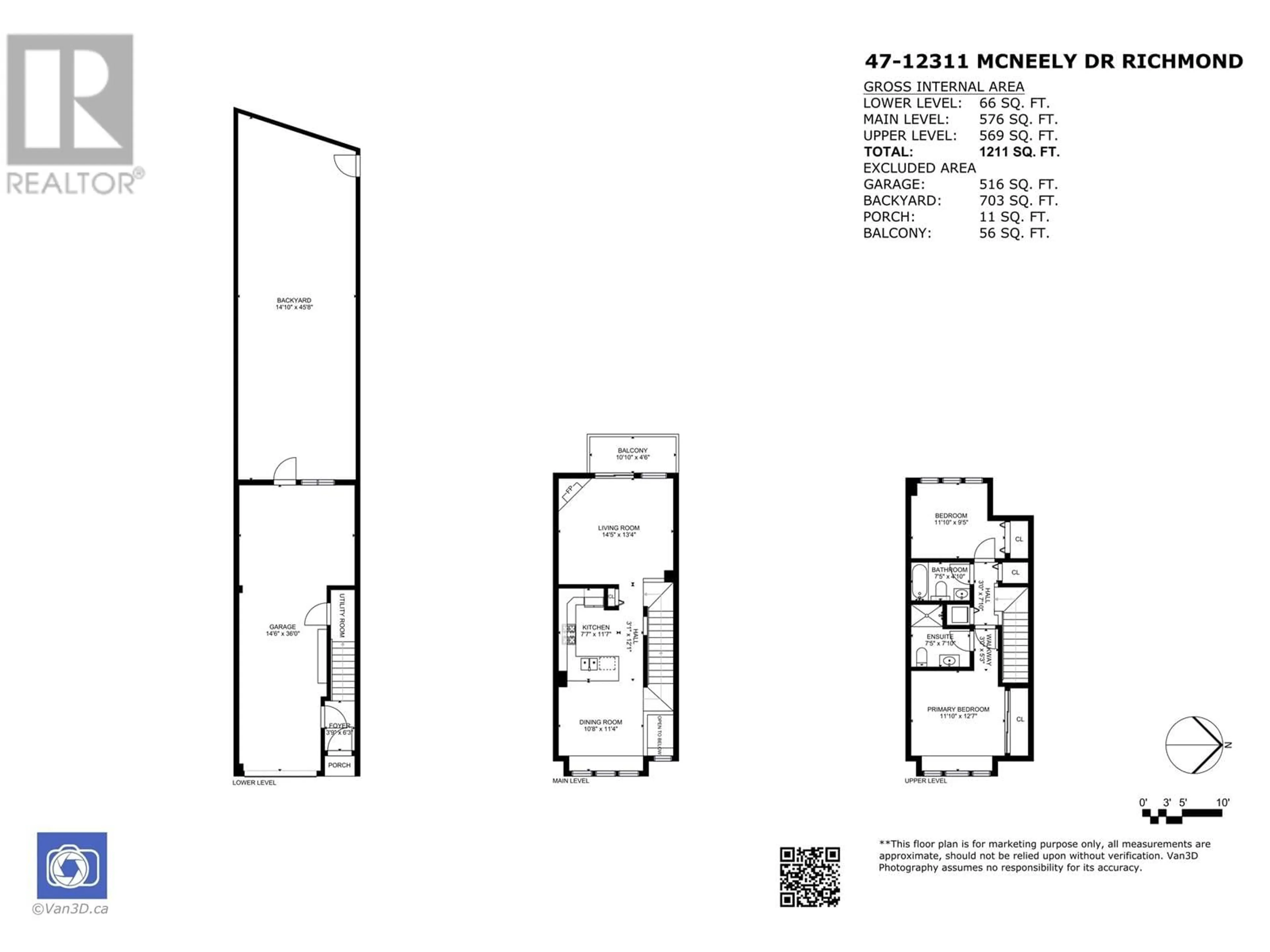 Floor plan for 47 - 12311 MCNEELY DRIVE, Richmond British Columbia V6V2S2