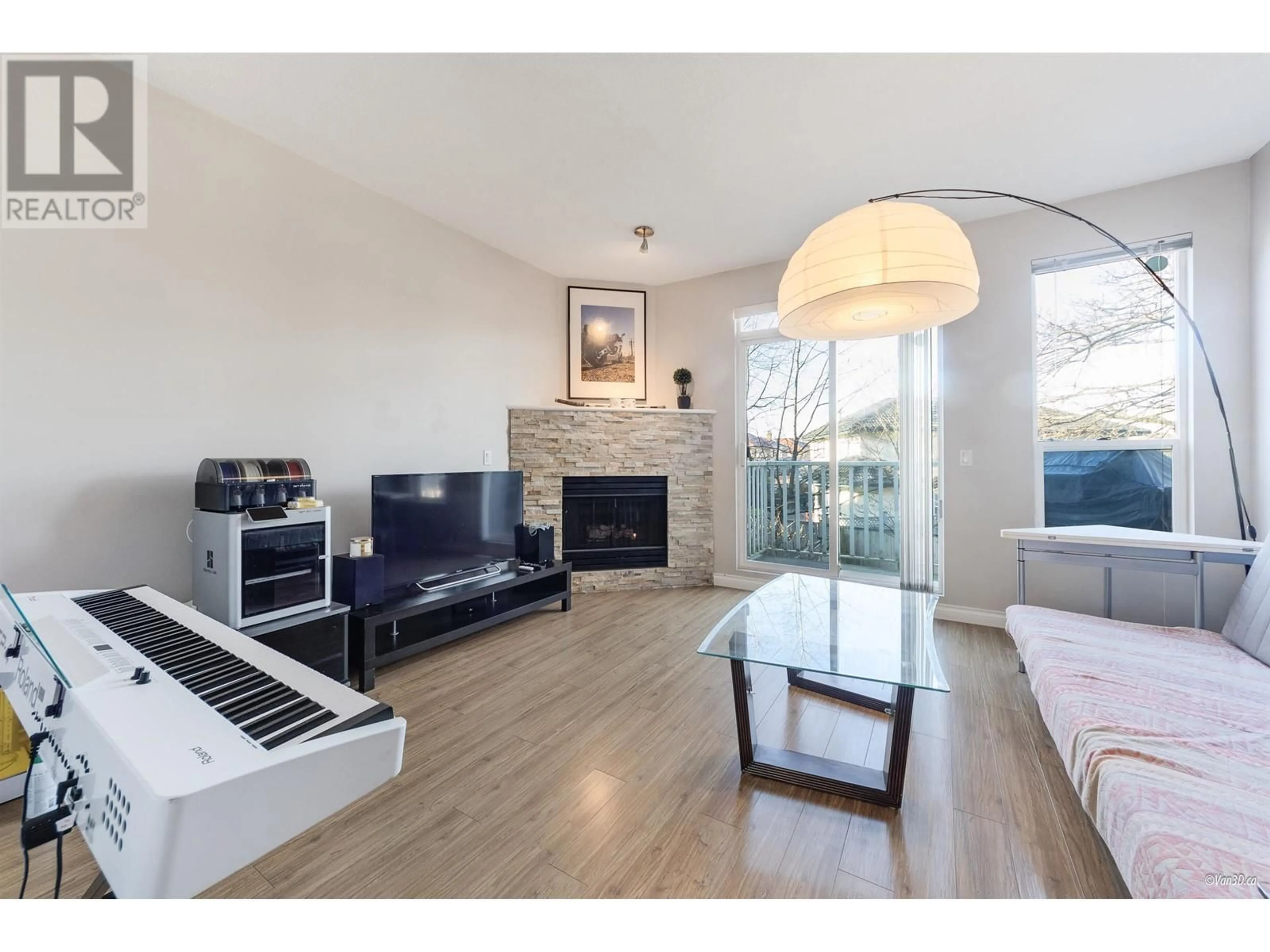 Living room with furniture, wood/laminate floor for 47 12311 MCNEELY DRIVE, Richmond British Columbia V6V2S2