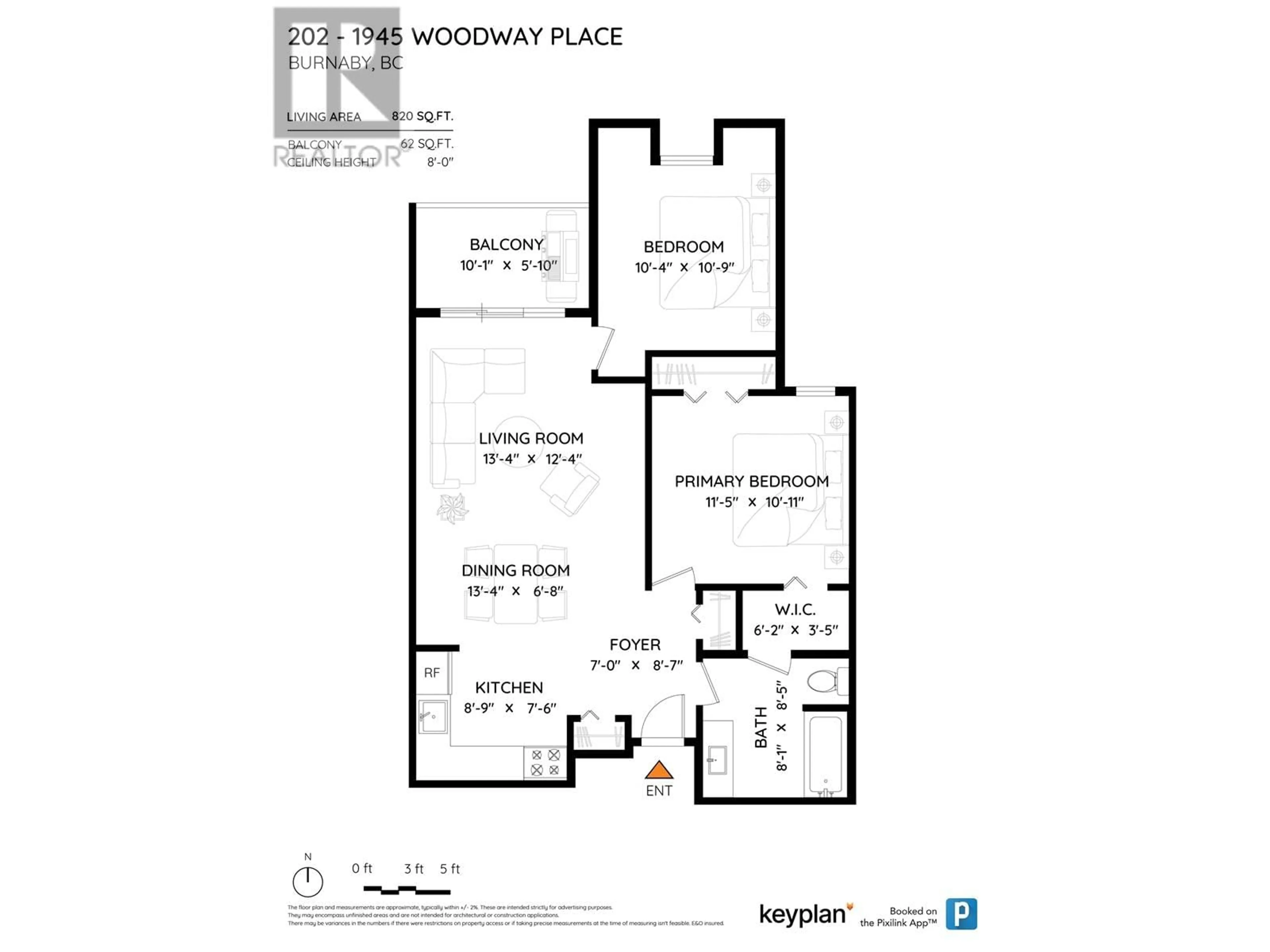 Floor plan for 222 1945 WOODWAY PLACE, Burnaby British Columbia V5B4S4