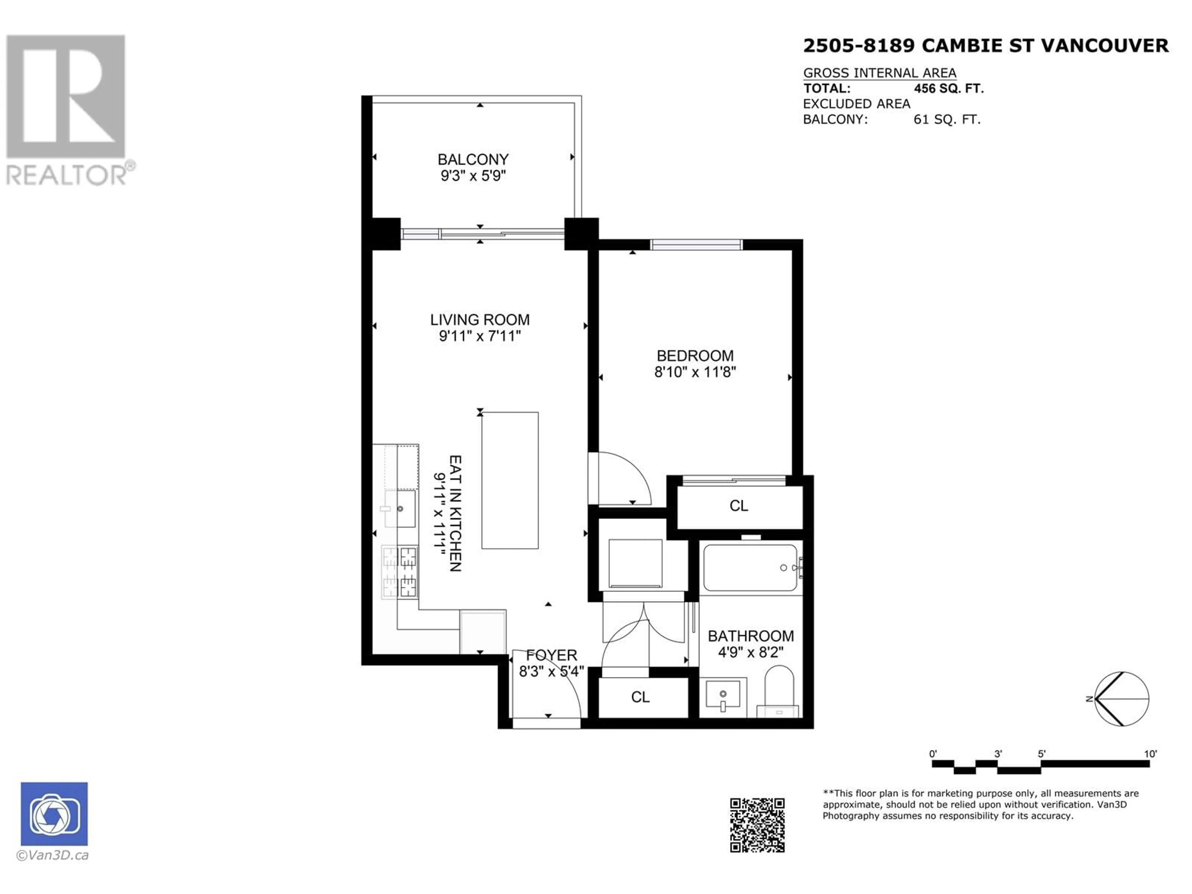 Floor plan for 2505 8189 CAMBIE STREET, Vancouver British Columbia V6P0G6