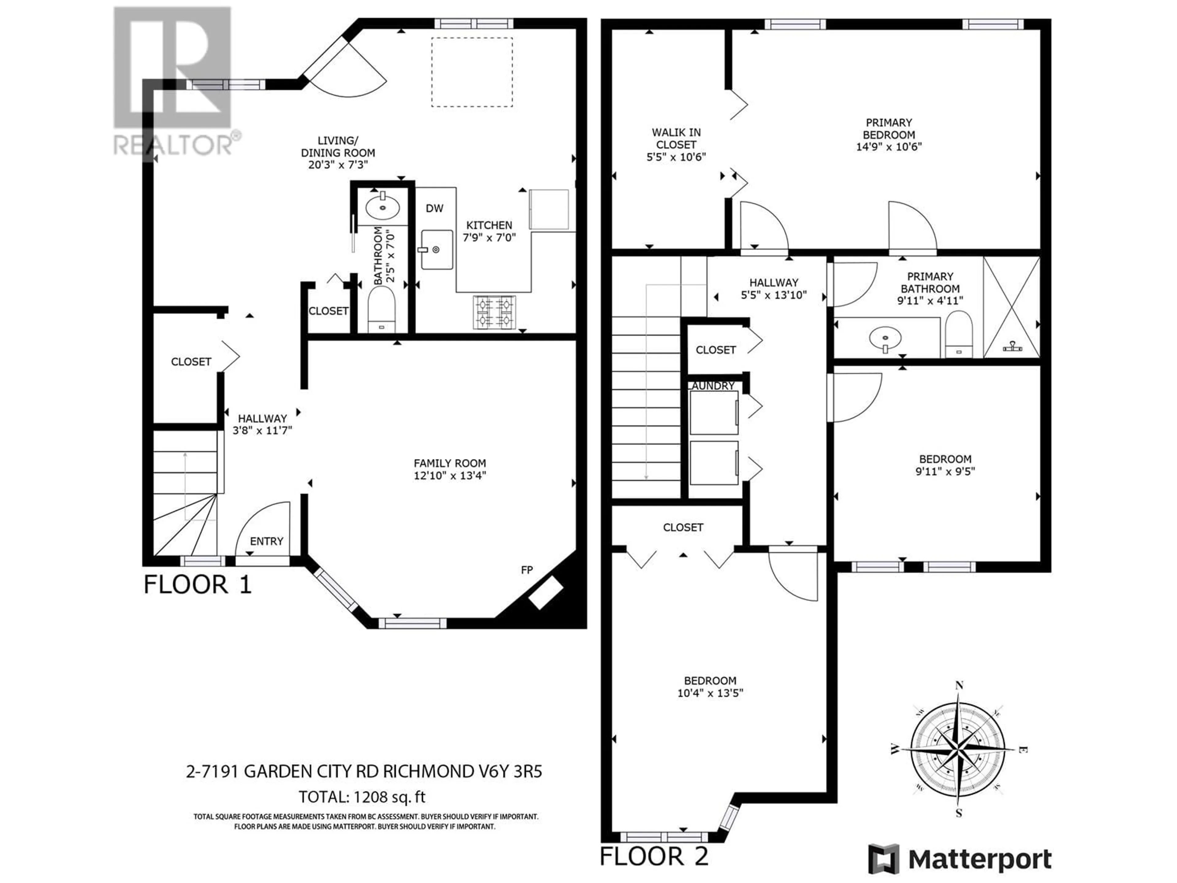 Floor plan for 2 - 7191 GARDEN CITY ROAD, Richmond British Columbia V6Y3R5
