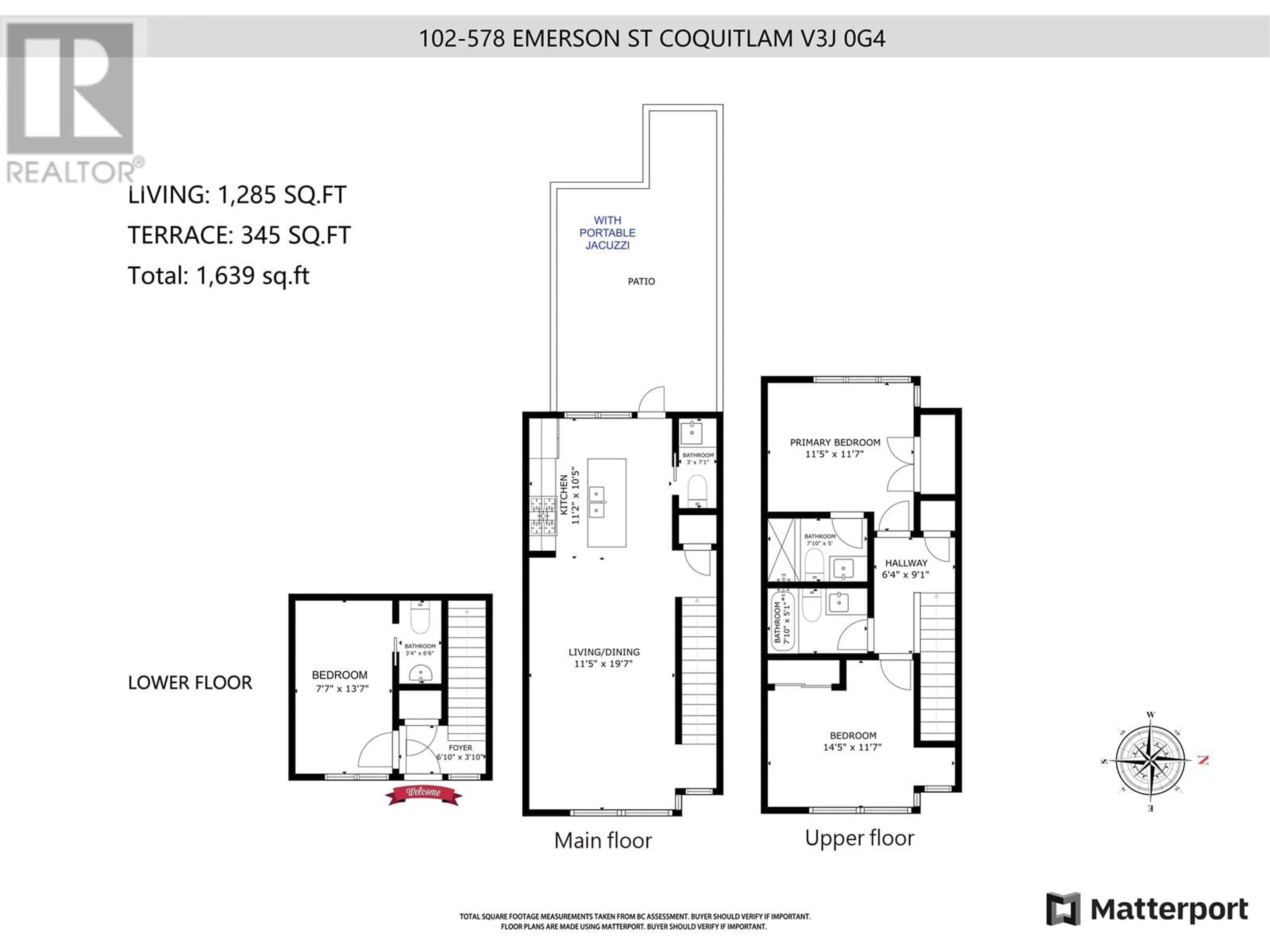 Floor plan for 102 578 EMERSON STREET, Coquitlam British Columbia V3J0G4