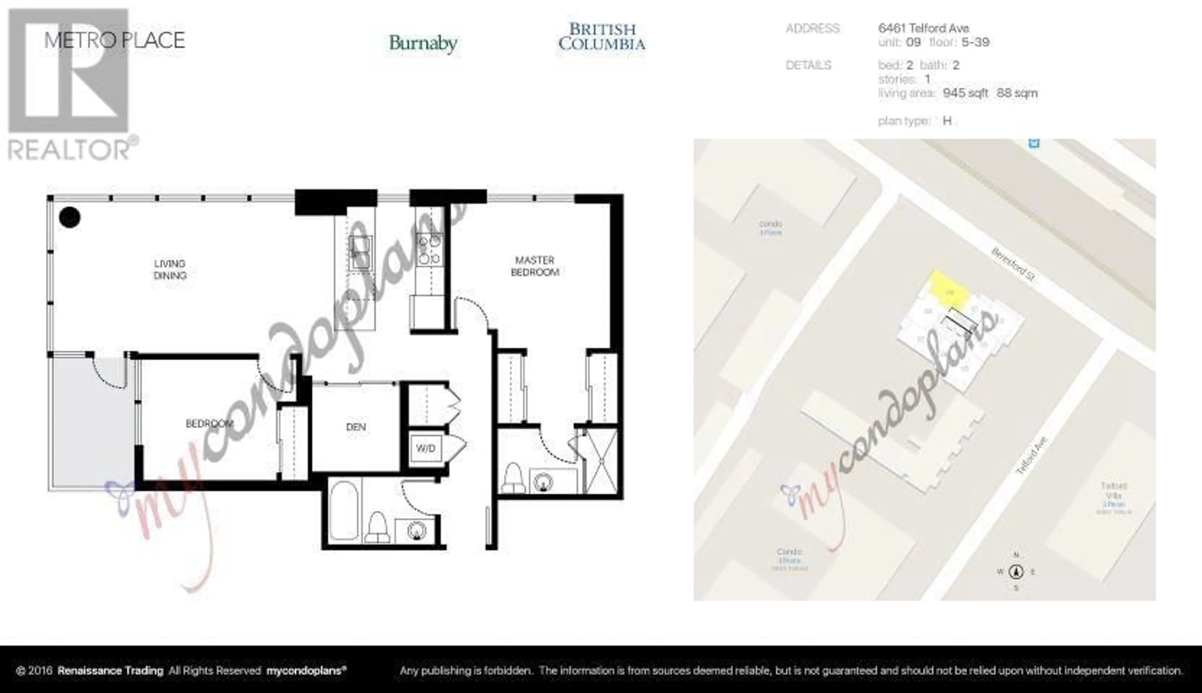 Floor plan for 2909 6461 TELFORD AVENUE, Burnaby British Columbia V5H0B7