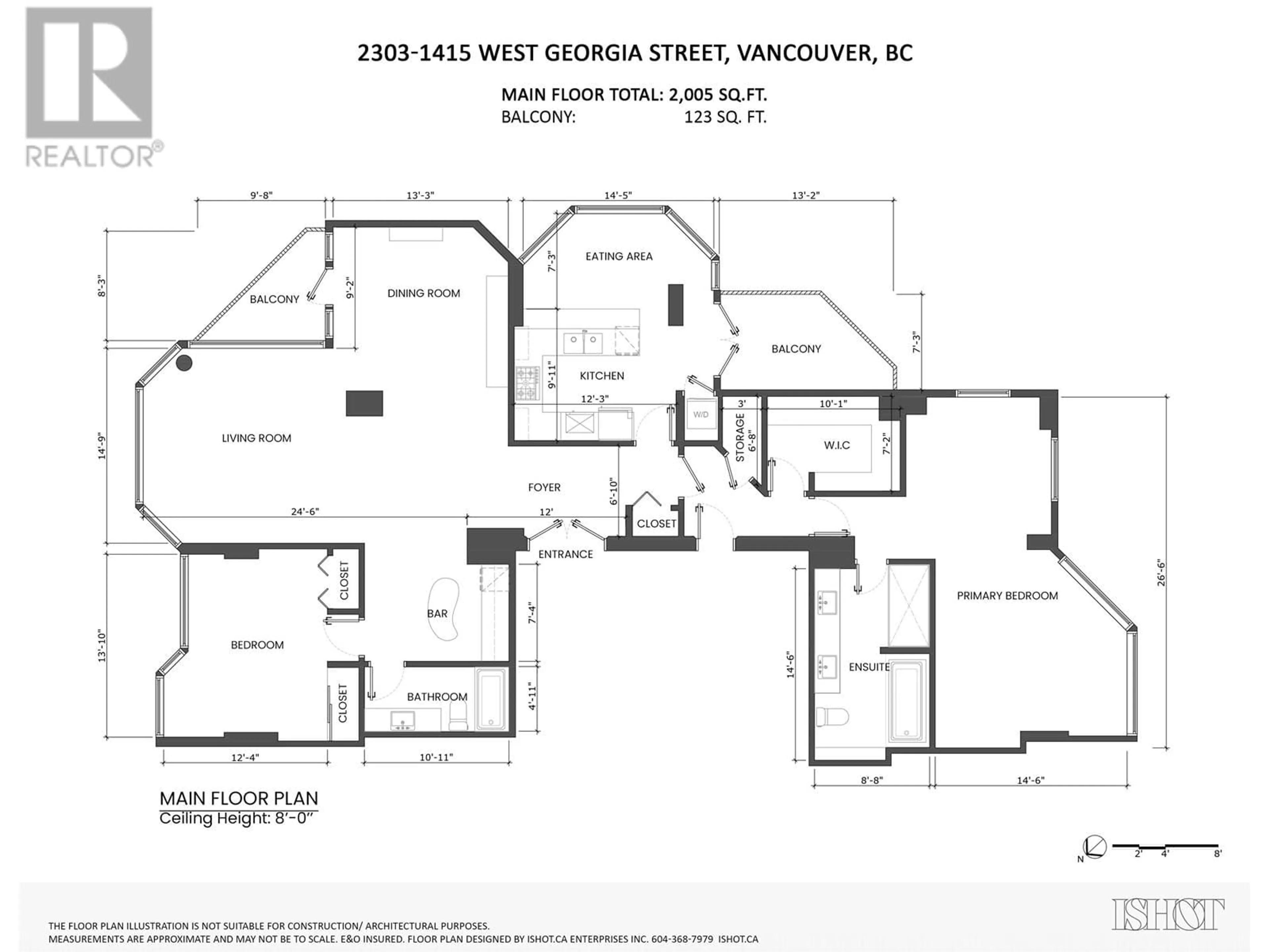 Floor plan for 2303 - 1415 GEORGIA STREET, Vancouver British Columbia V6G3C8
