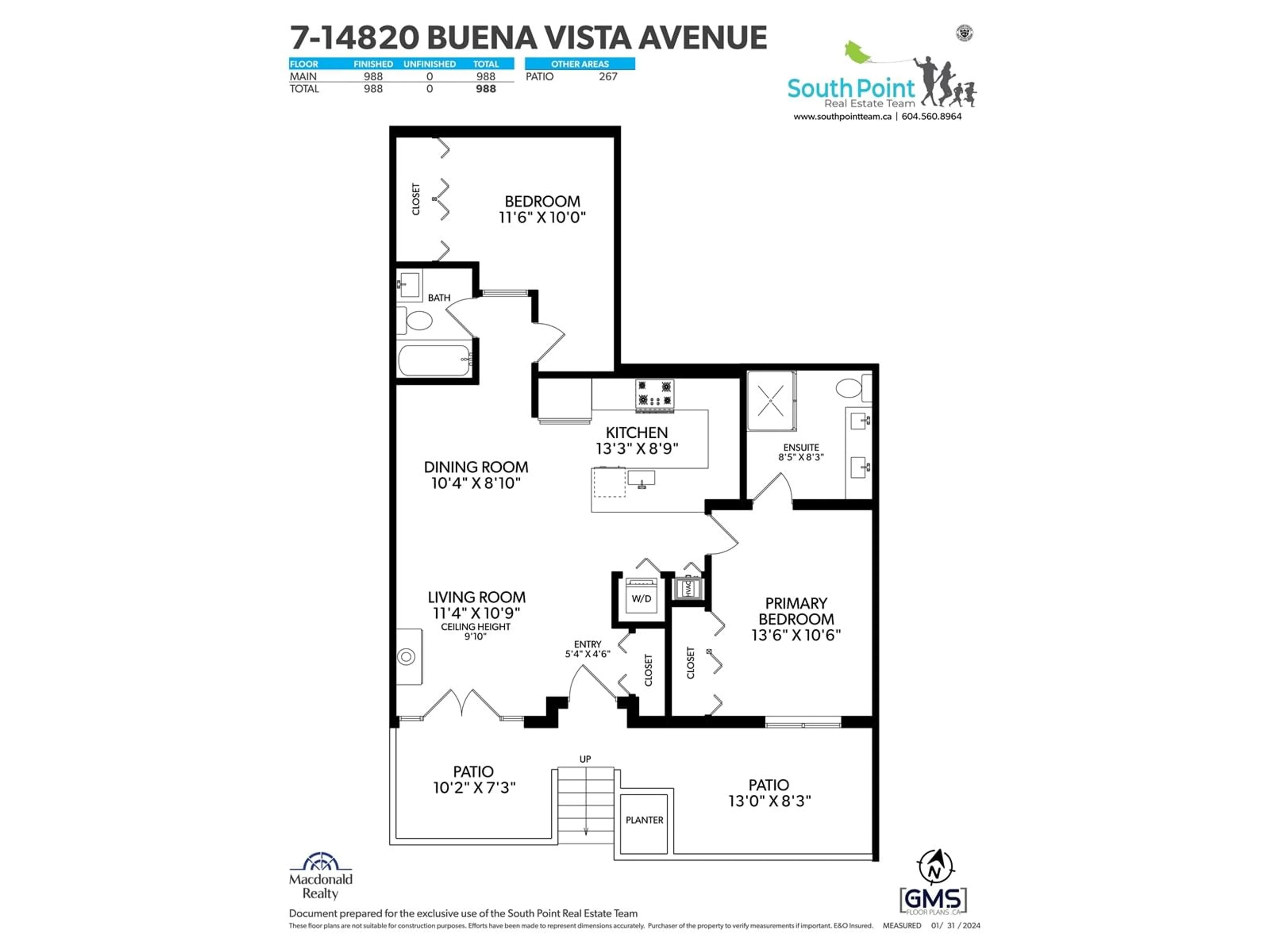 Floor plan for 7 14820 BUENA VISTA AVENUE, White Rock British Columbia V4B0B3