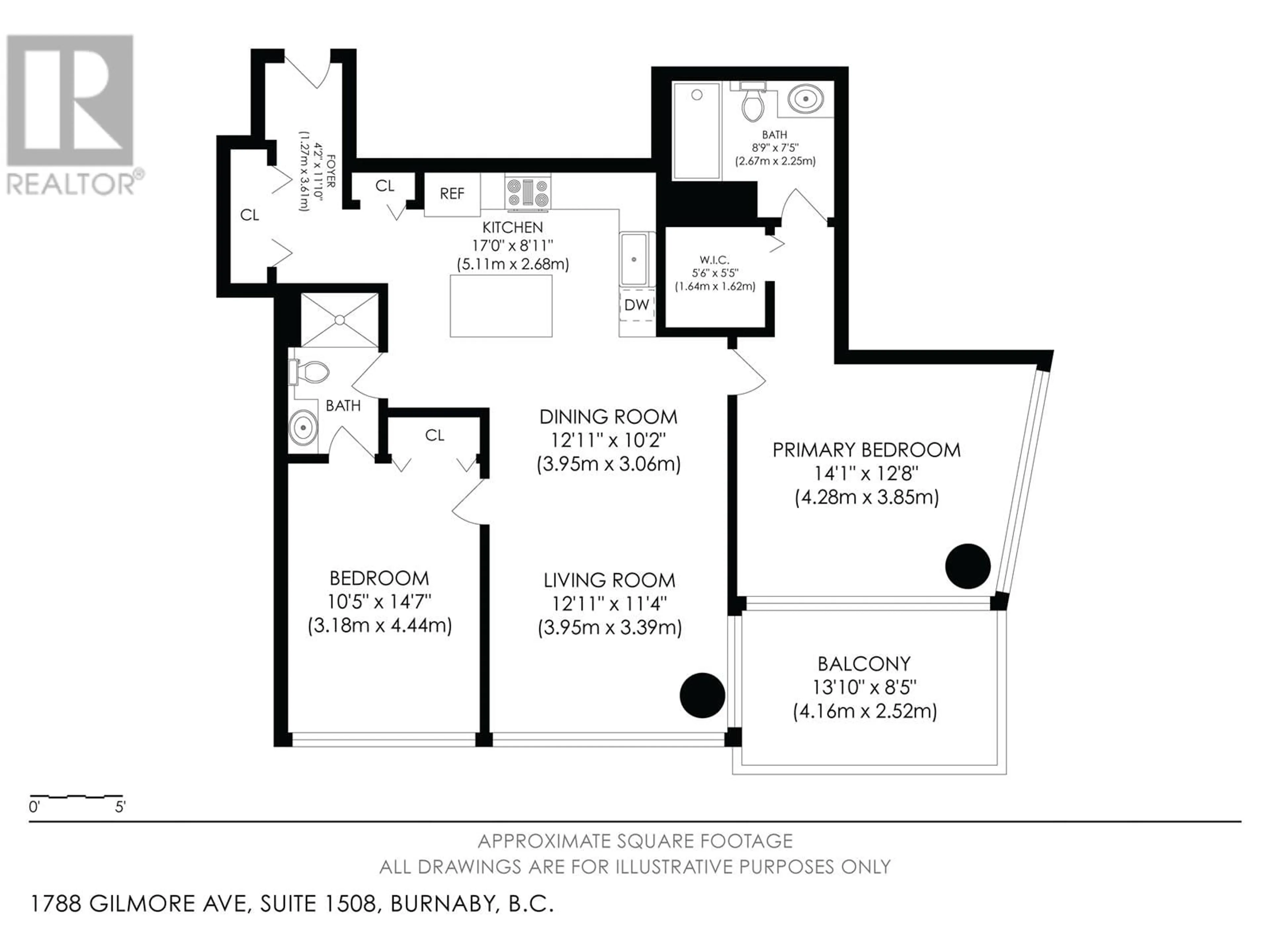 Floor plan for 1508 1788 GILMORE AVENUE, Burnaby British Columbia V5C0L5