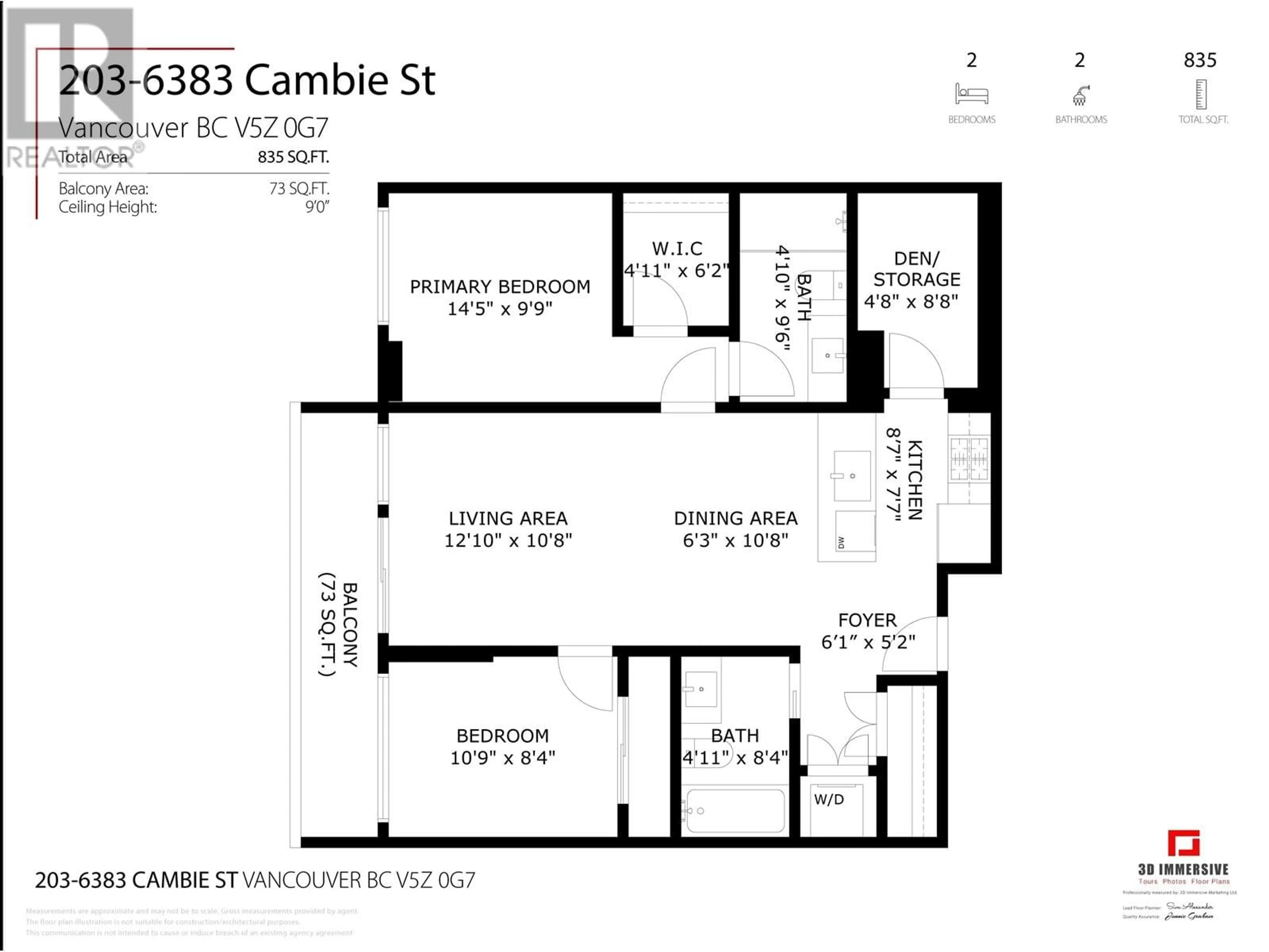 Floor plan for 203 6383 CAMBIE STREET, Vancouver British Columbia V5Z0G7