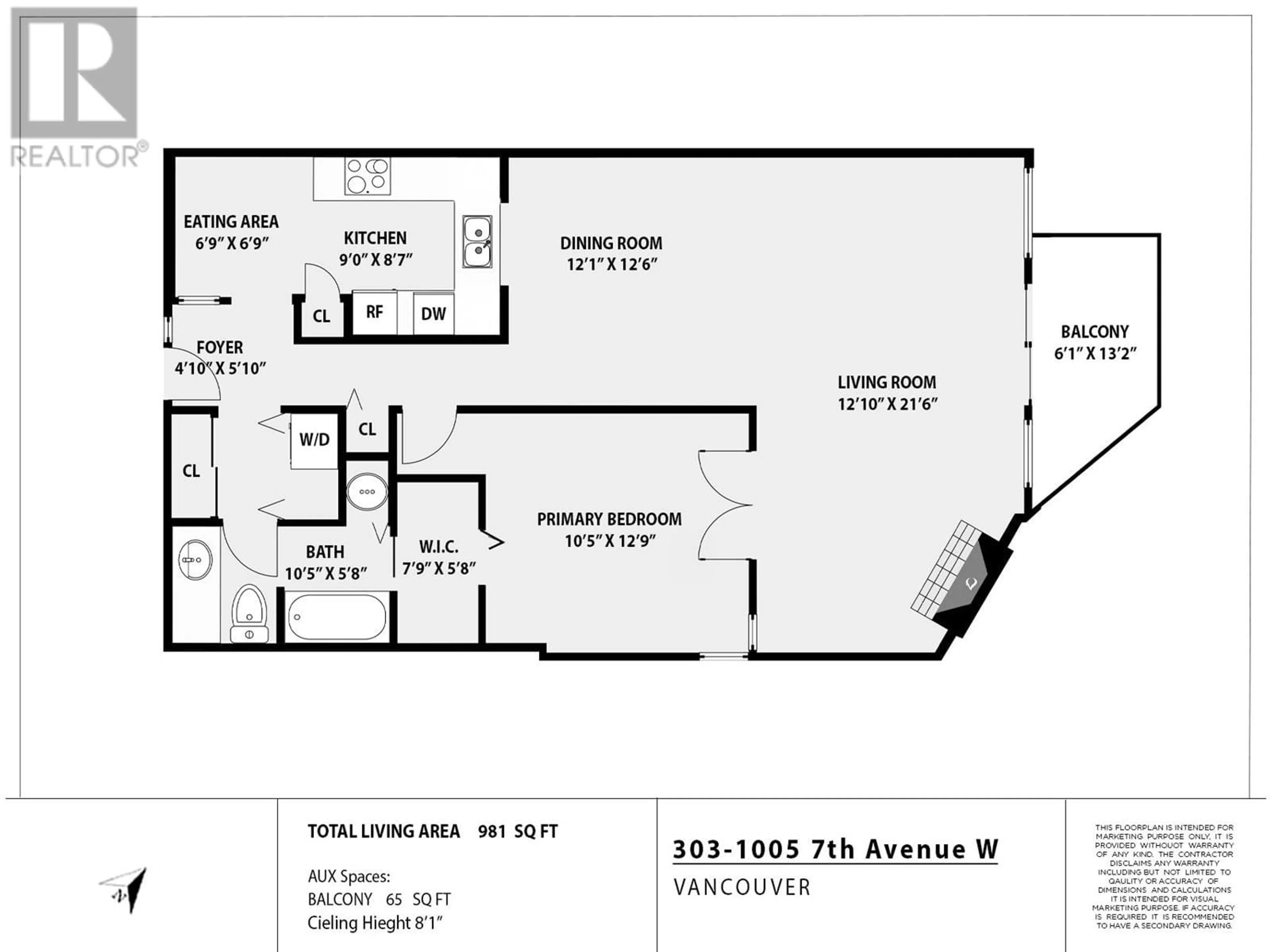 Floor plan for 303 1005 W 7TH AVENUE, Vancouver British Columbia V6H1B2