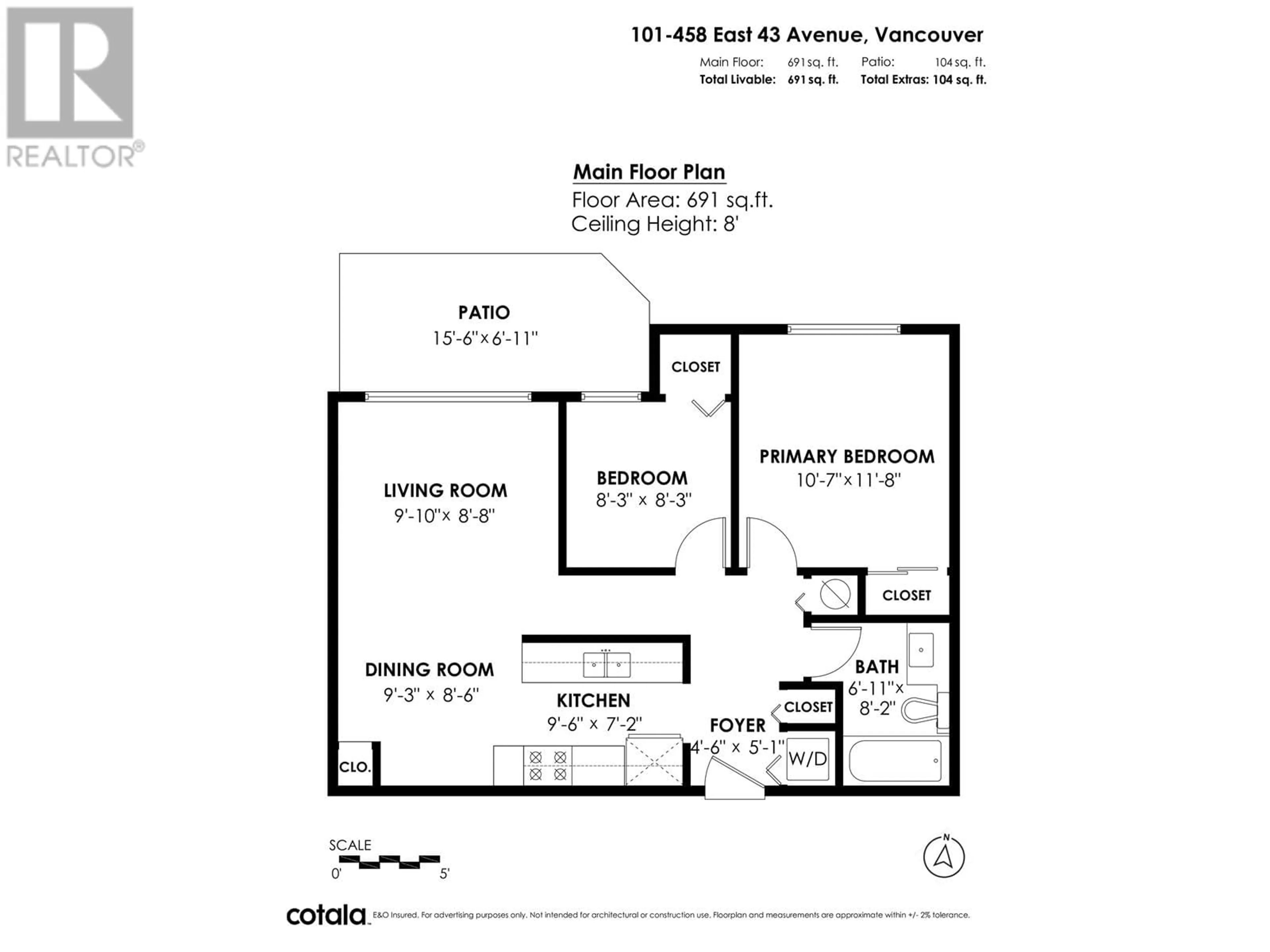 Floor plan for 101 458 E 43RD AVENUE, Vancouver British Columbia V5W1T4