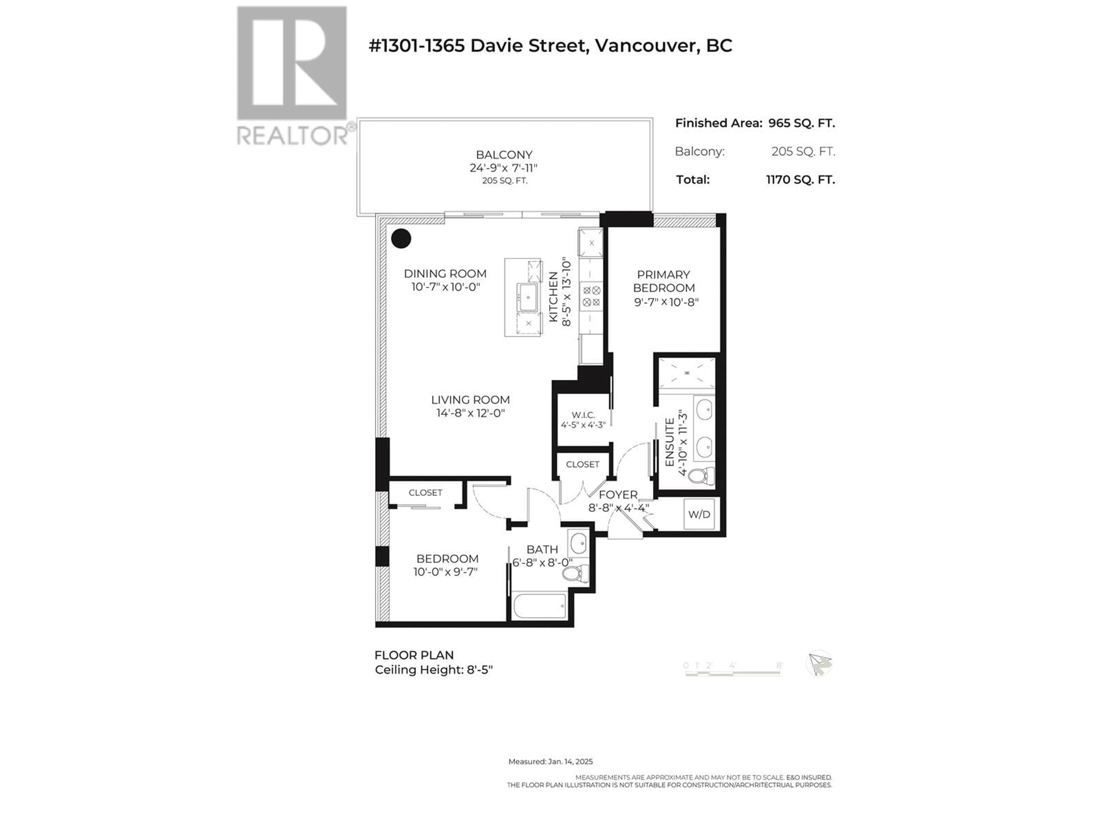 Floor plan for 1301 - 1365 DAVIE STREET, Vancouver British Columbia V6E1N5