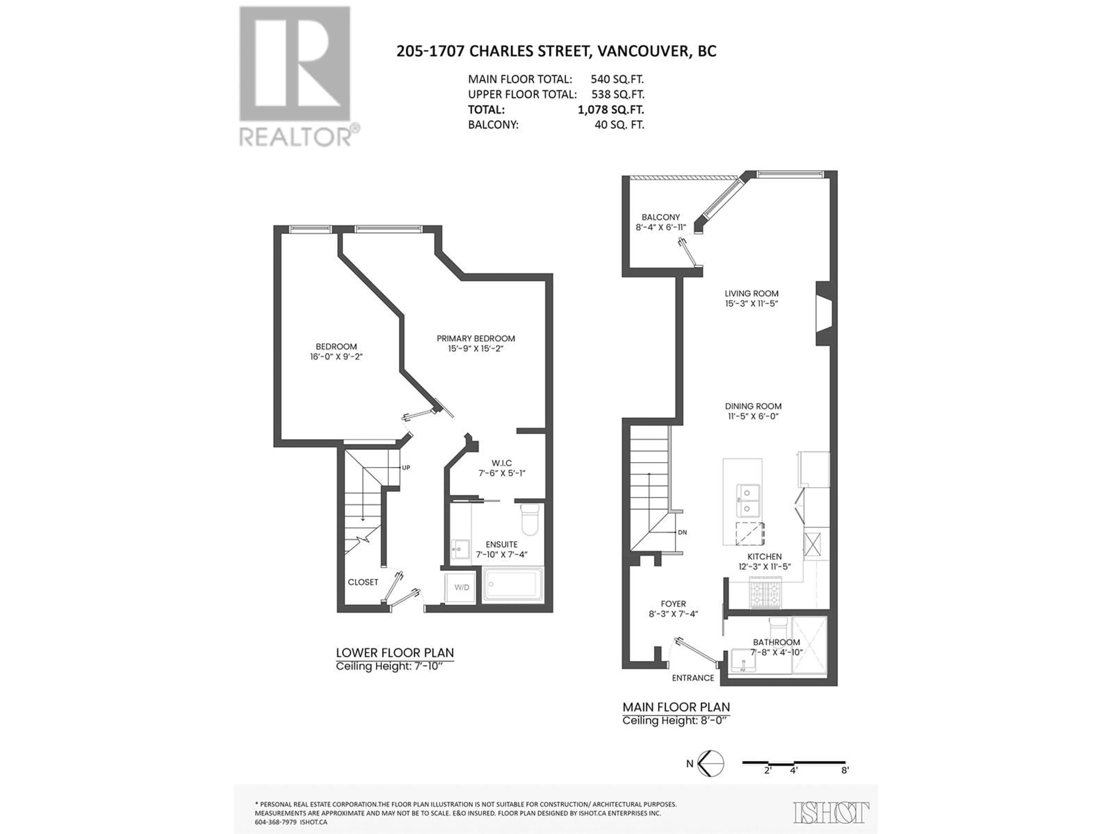 Floor plan for 205 1707 CHARLES STREET, Vancouver British Columbia V5L2T6