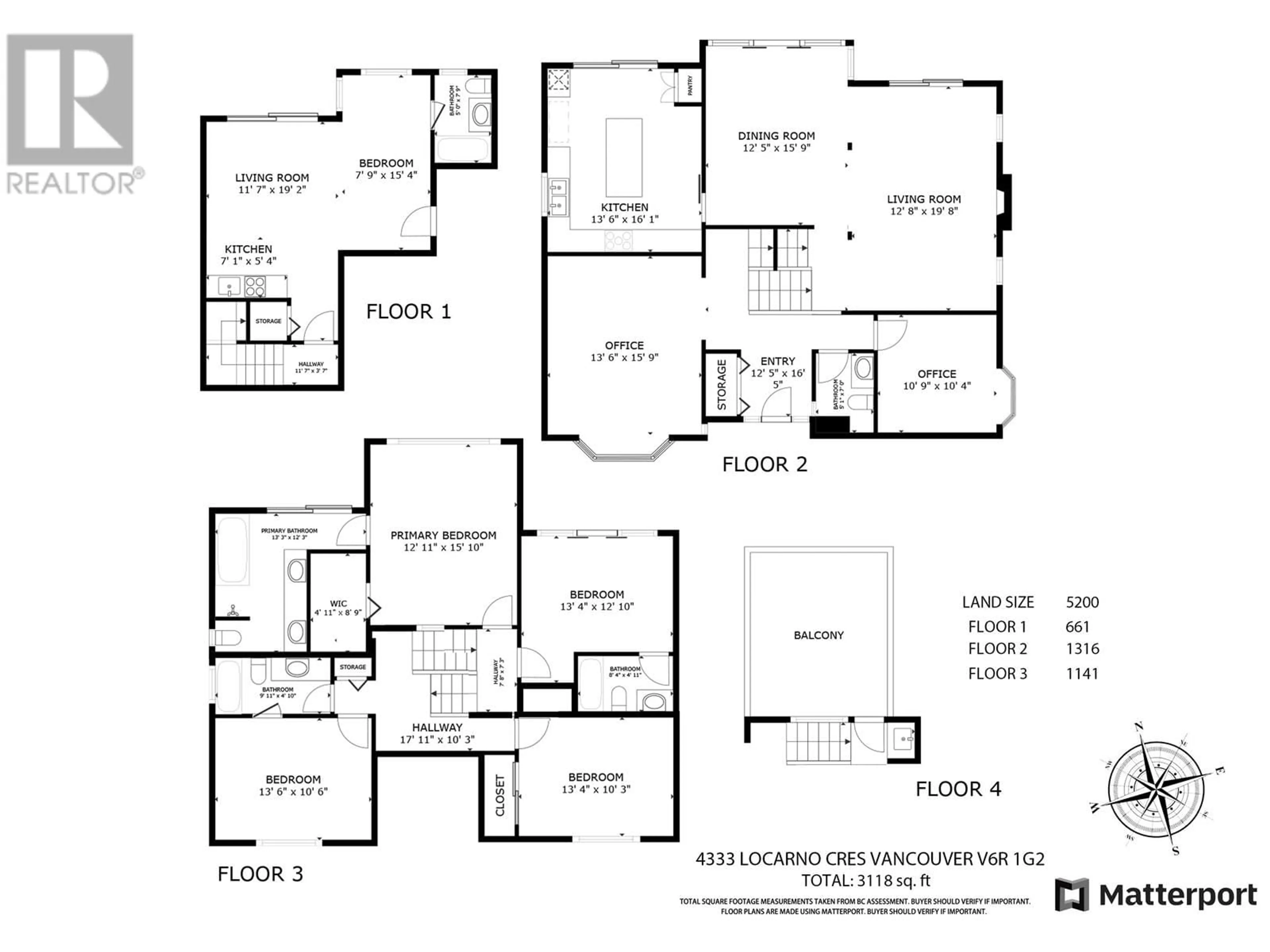 Floor plan for 4333 LOCARNO CRESCENT, Vancouver British Columbia V6R1G2