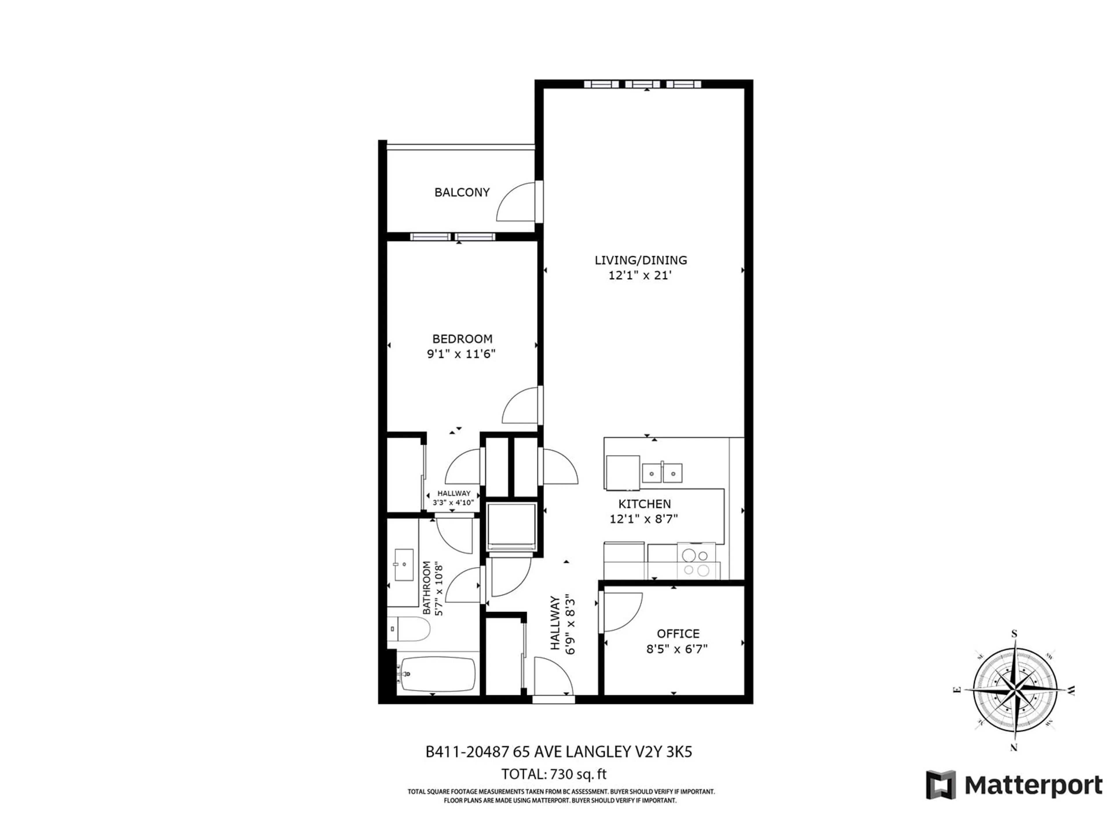 Floor plan for B411 20487 65 AVENUE, Langley British Columbia V2Y3K5