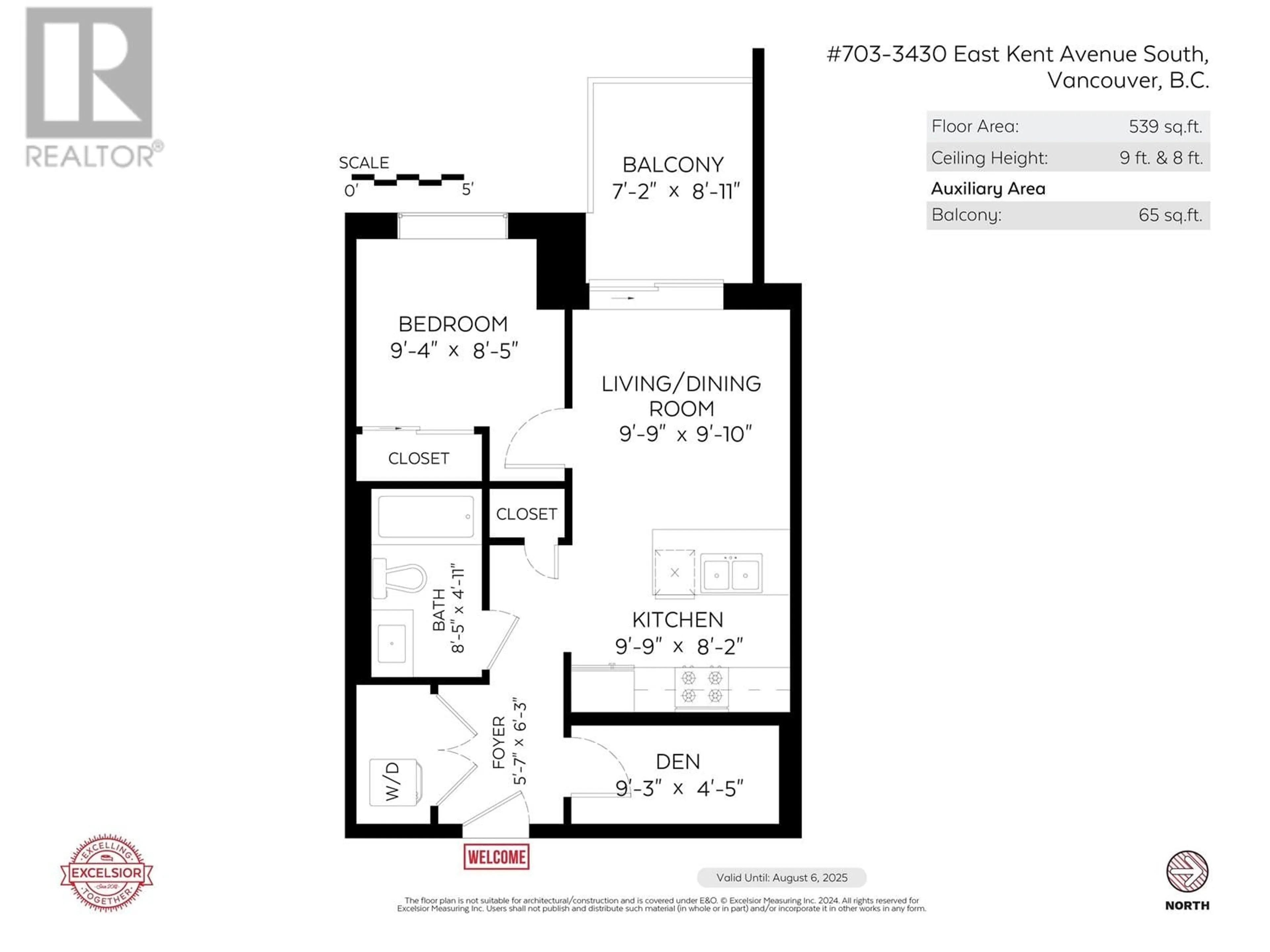 Floor plan for 703 - 3430 KENT AVENUE SOUTH, Vancouver British Columbia V5S0G7