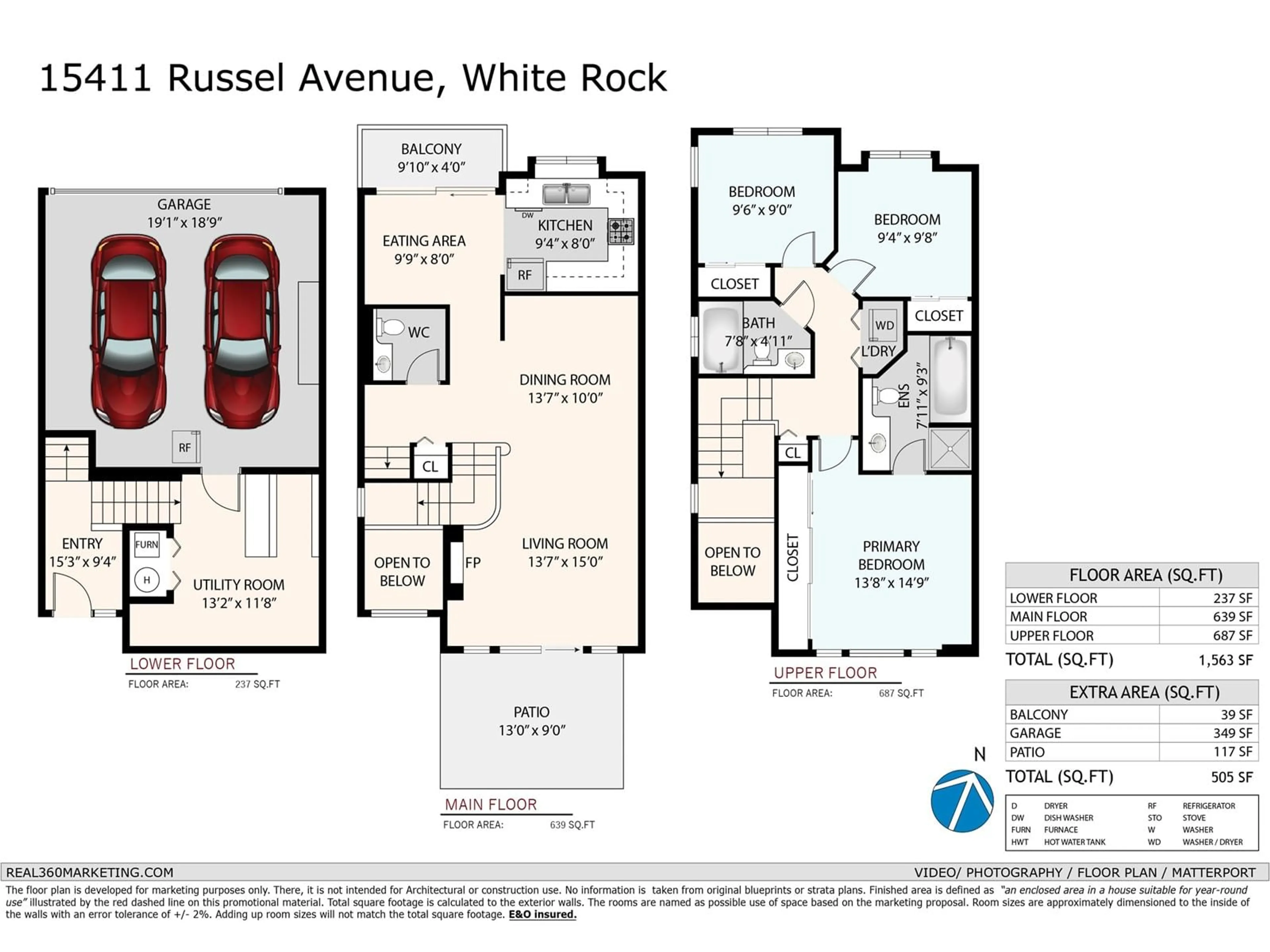 Floor plan for 15411 RUSSELL, White Rock British Columbia V4B2R5