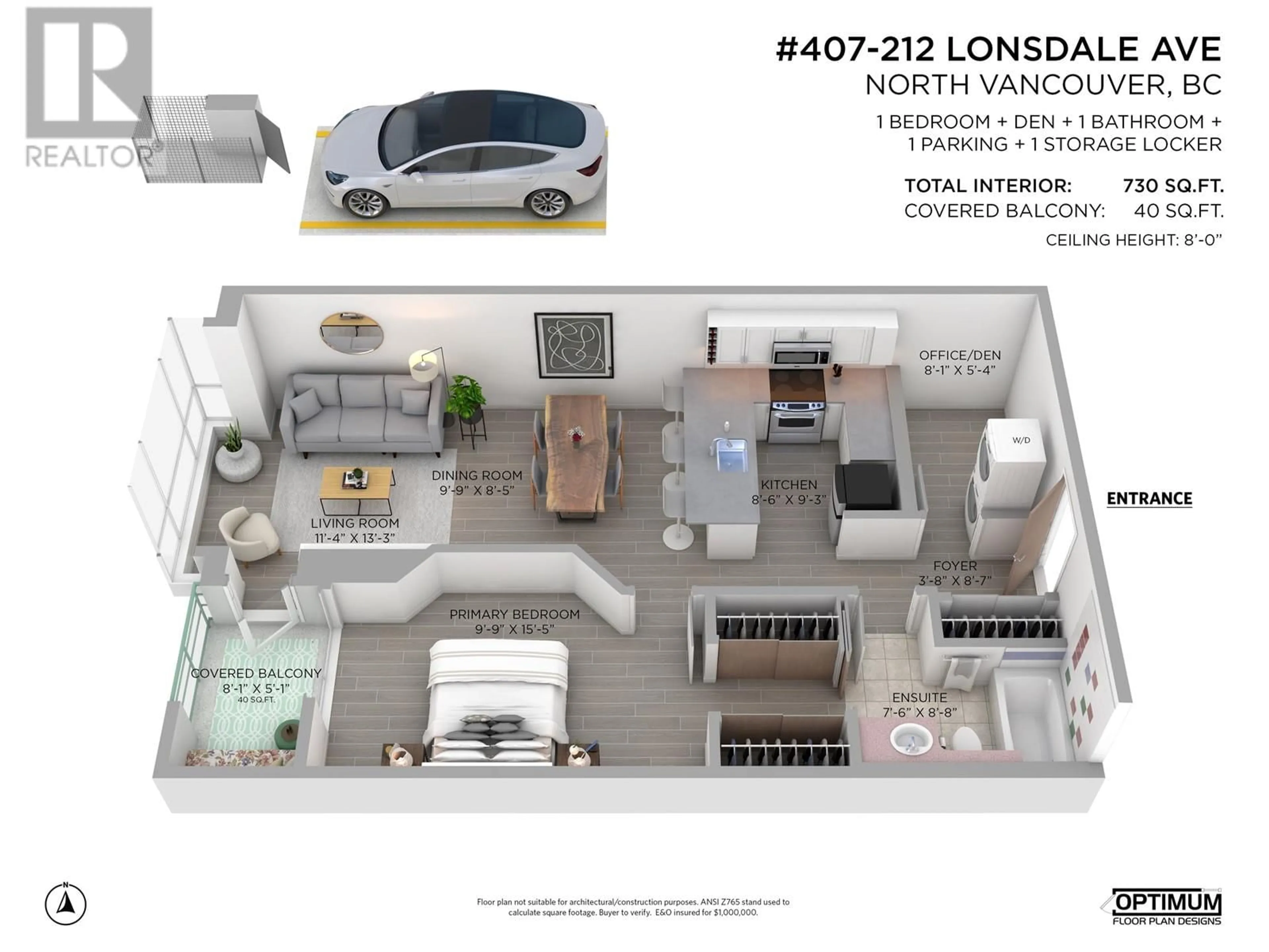 Floor plan for 407 212 LONSDALE AVENUE, North Vancouver British Columbia V7M2G1