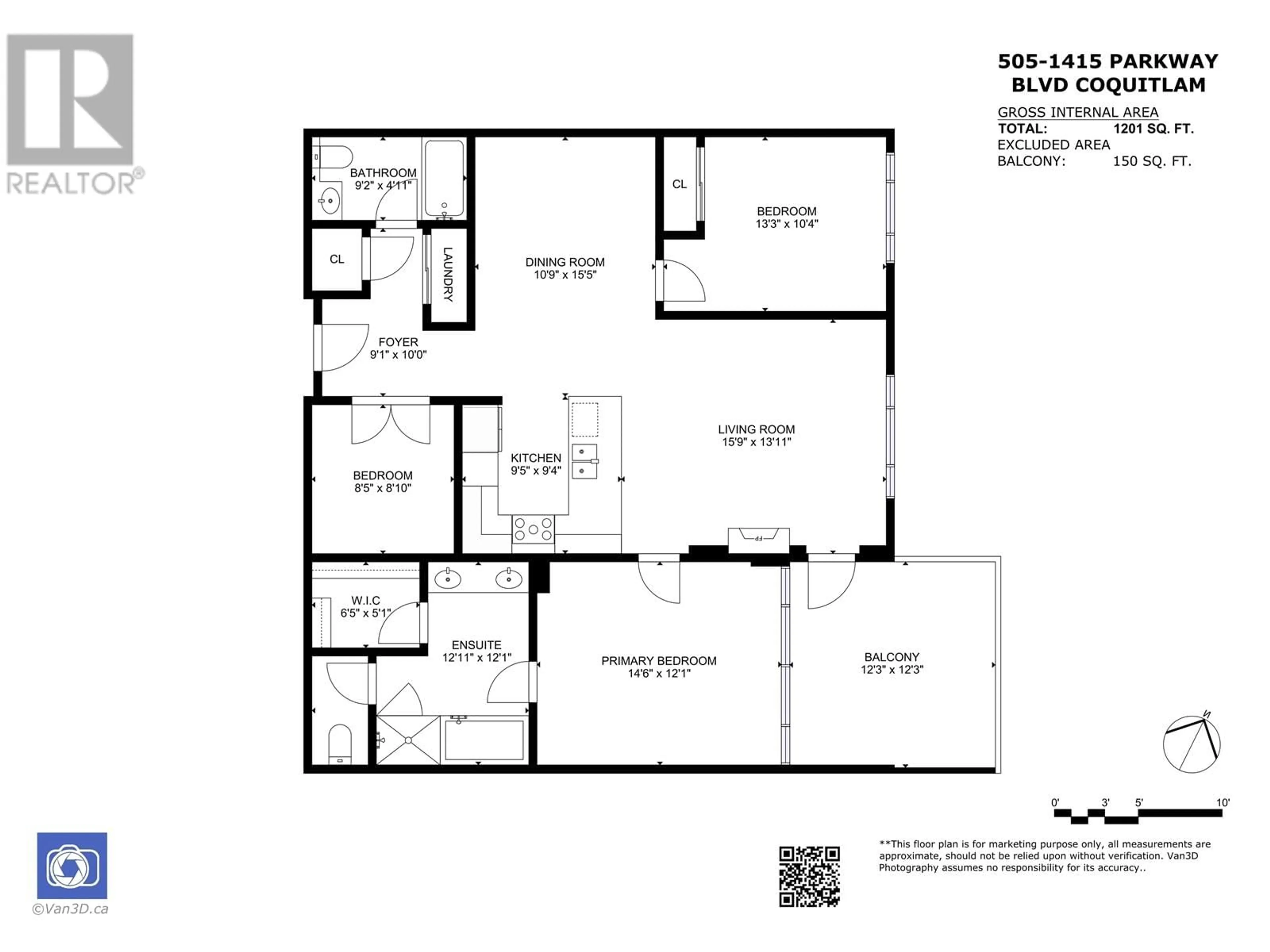 Floor plan for 505 1415 PARKWAY BOULEVARD, Coquitlam British Columbia V3E0C7