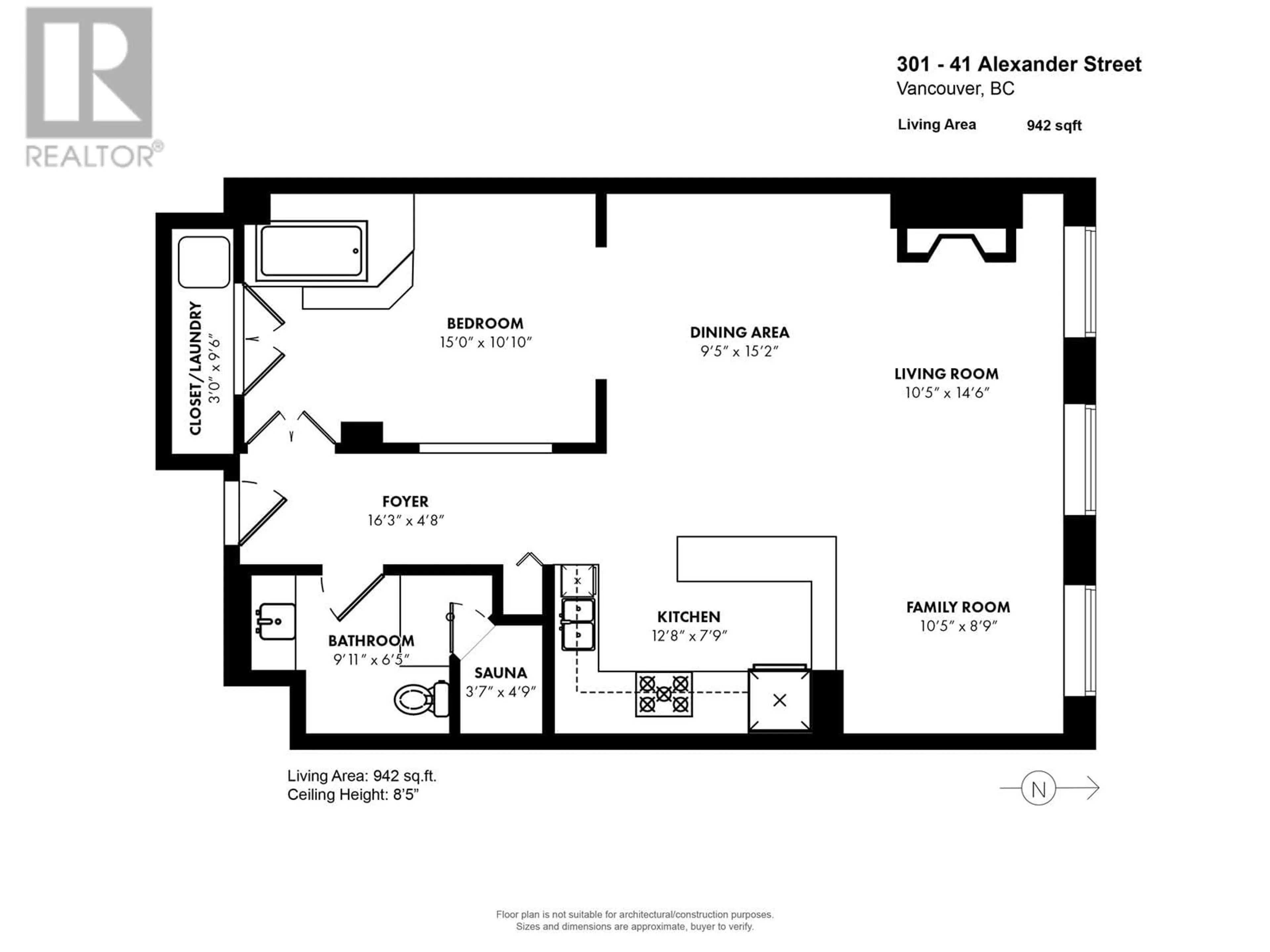 Floor plan for 301 41 ALEXANDER STREET, Vancouver British Columbia V6A1B2