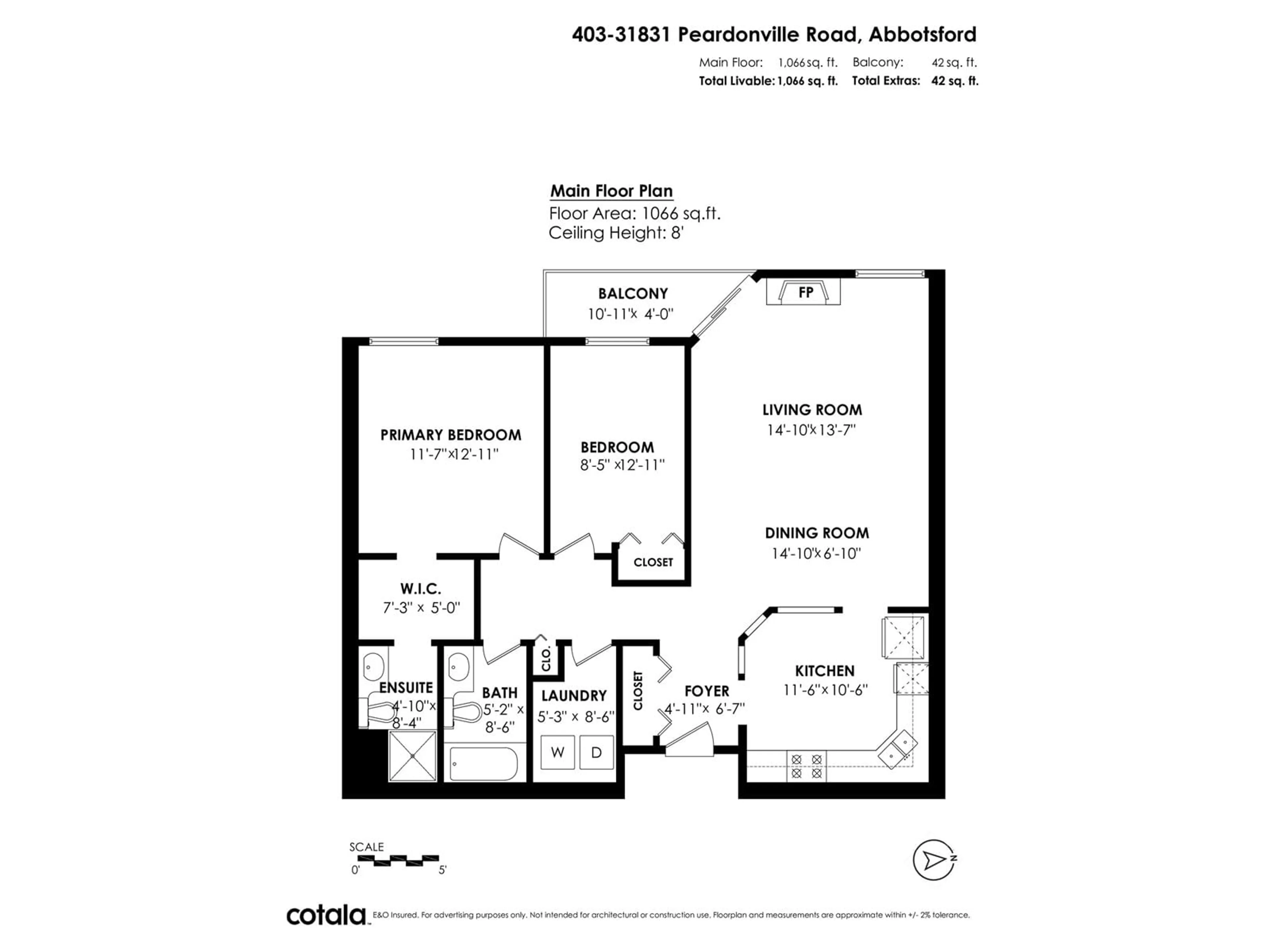 Floor plan for 403 31831 PEARDONVILLE ROAD, Abbotsford British Columbia V2T1L5