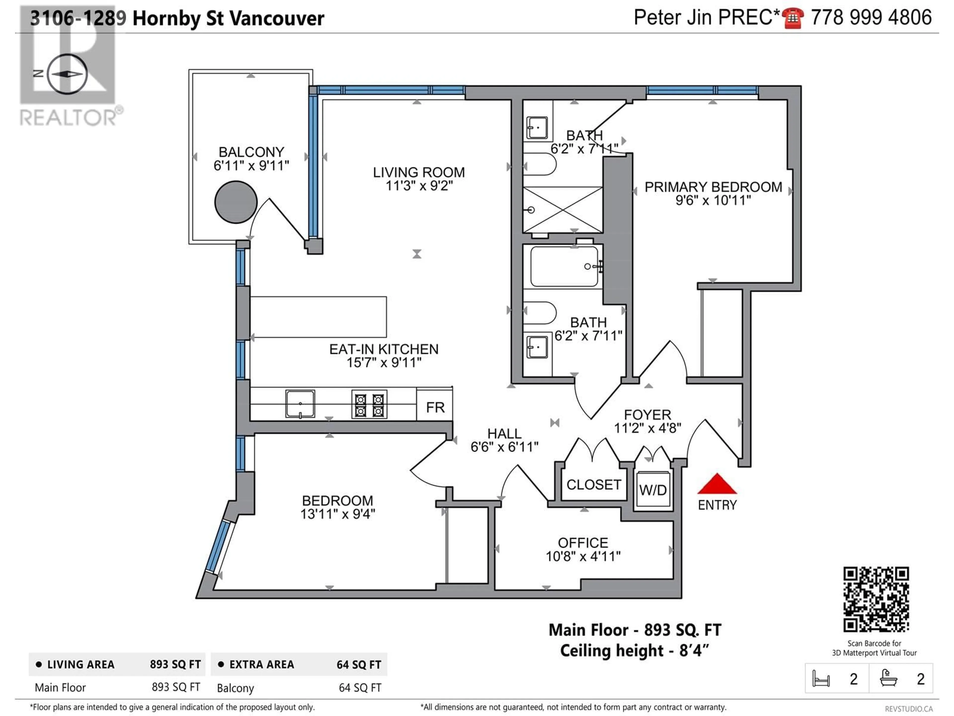 Floor plan for 3106 1289 HORNBY STREET, Vancouver British Columbia V6Z0G7