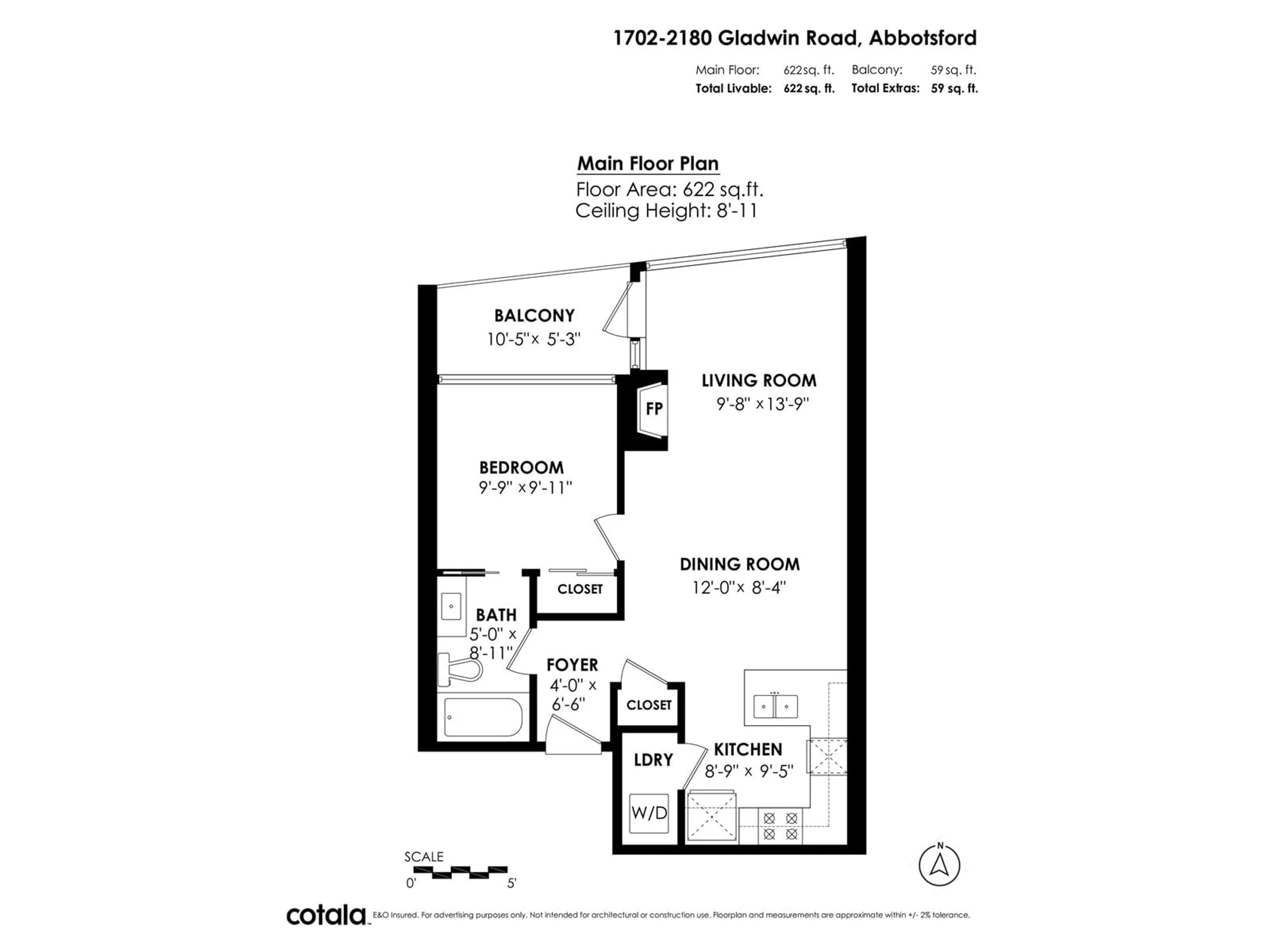 Floor plan for 1702 - 2180 GLADWIN, Abbotsford British Columbia V2S0H4