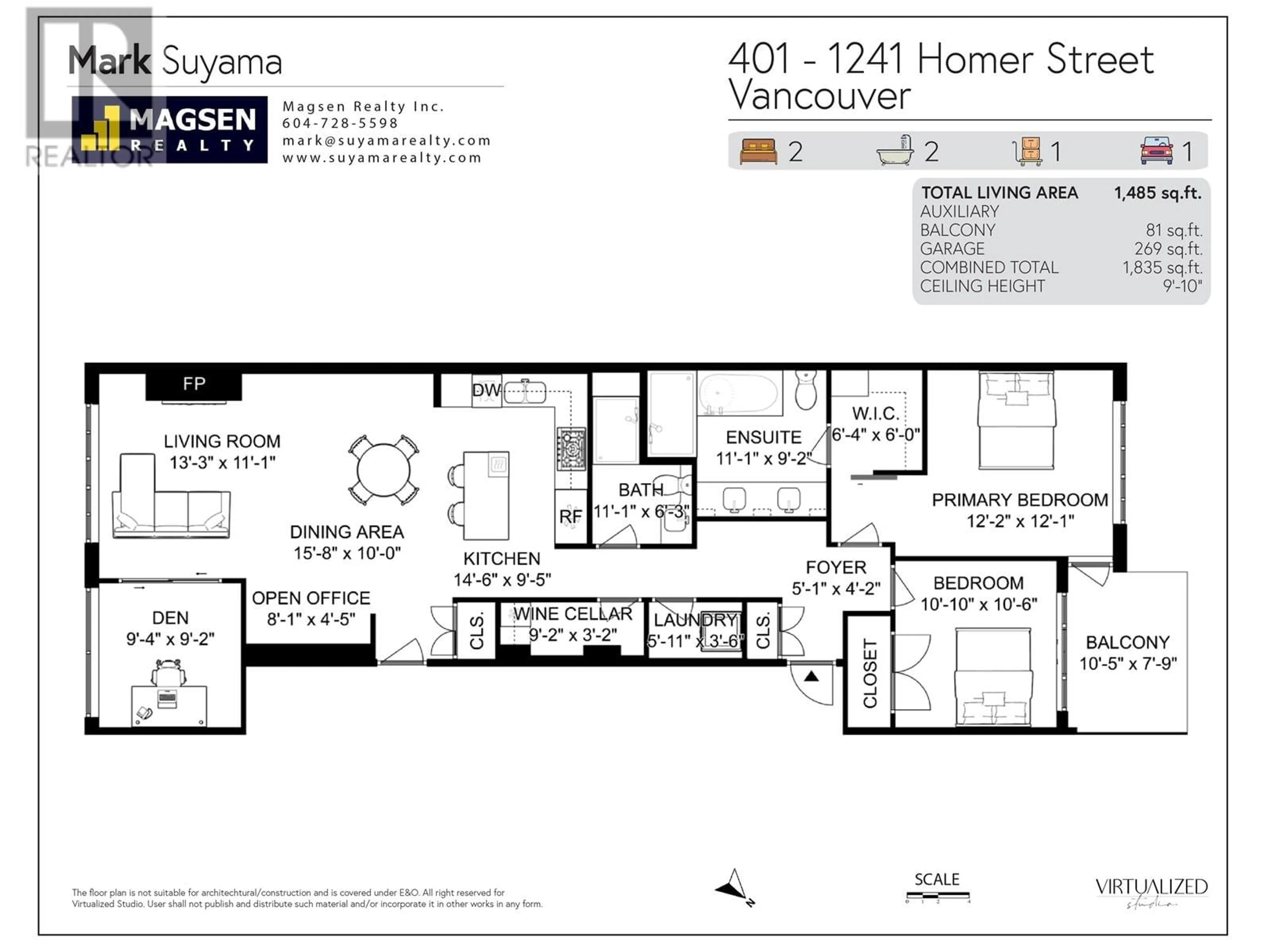 Floor plan for 401 1241 HOMER STREET, Vancouver British Columbia V6B2Y9