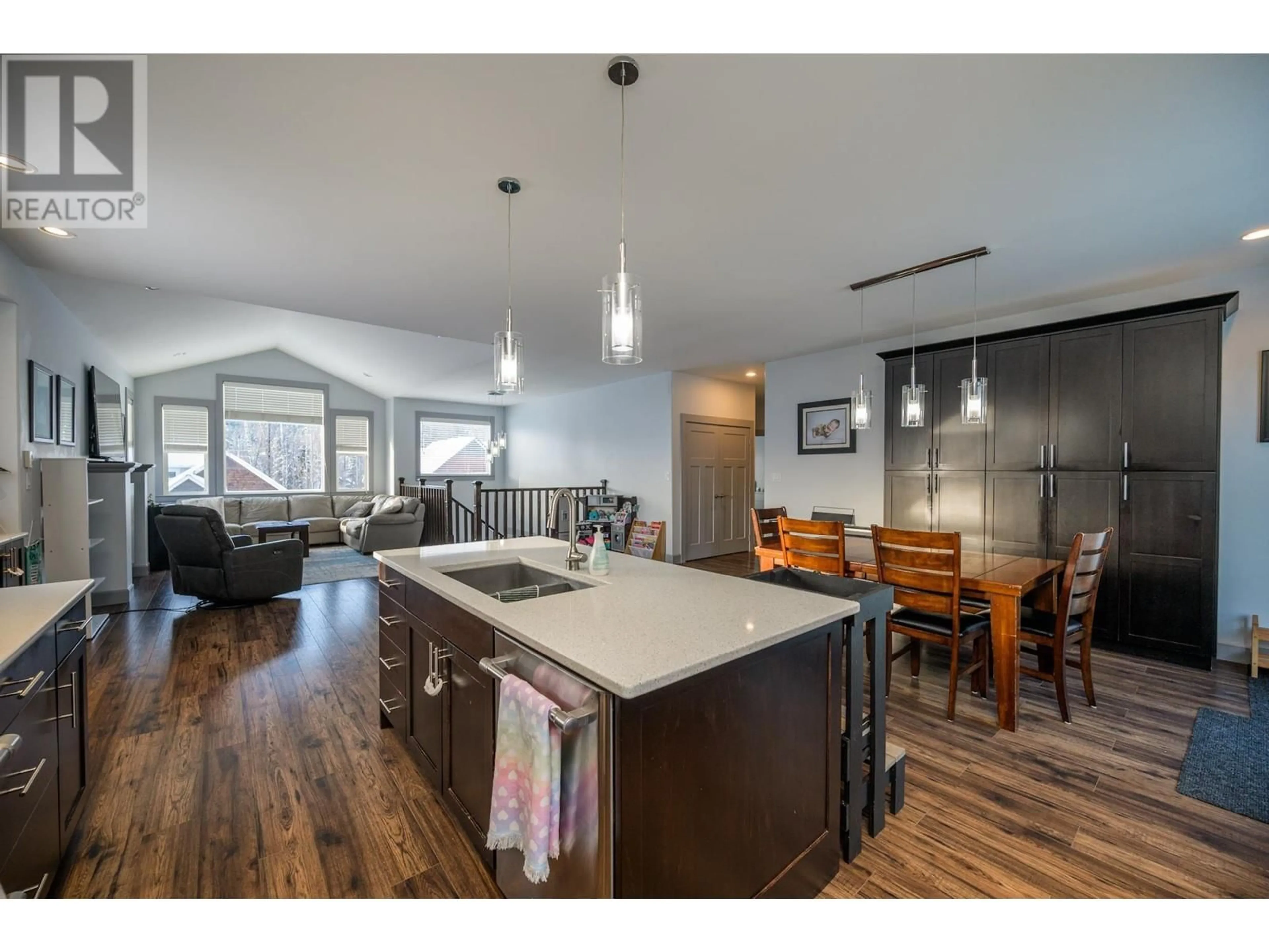 Open concept kitchen, wood/laminate floor for 2838 MAURICE DRIVE, Prince George British Columbia V2N0C8