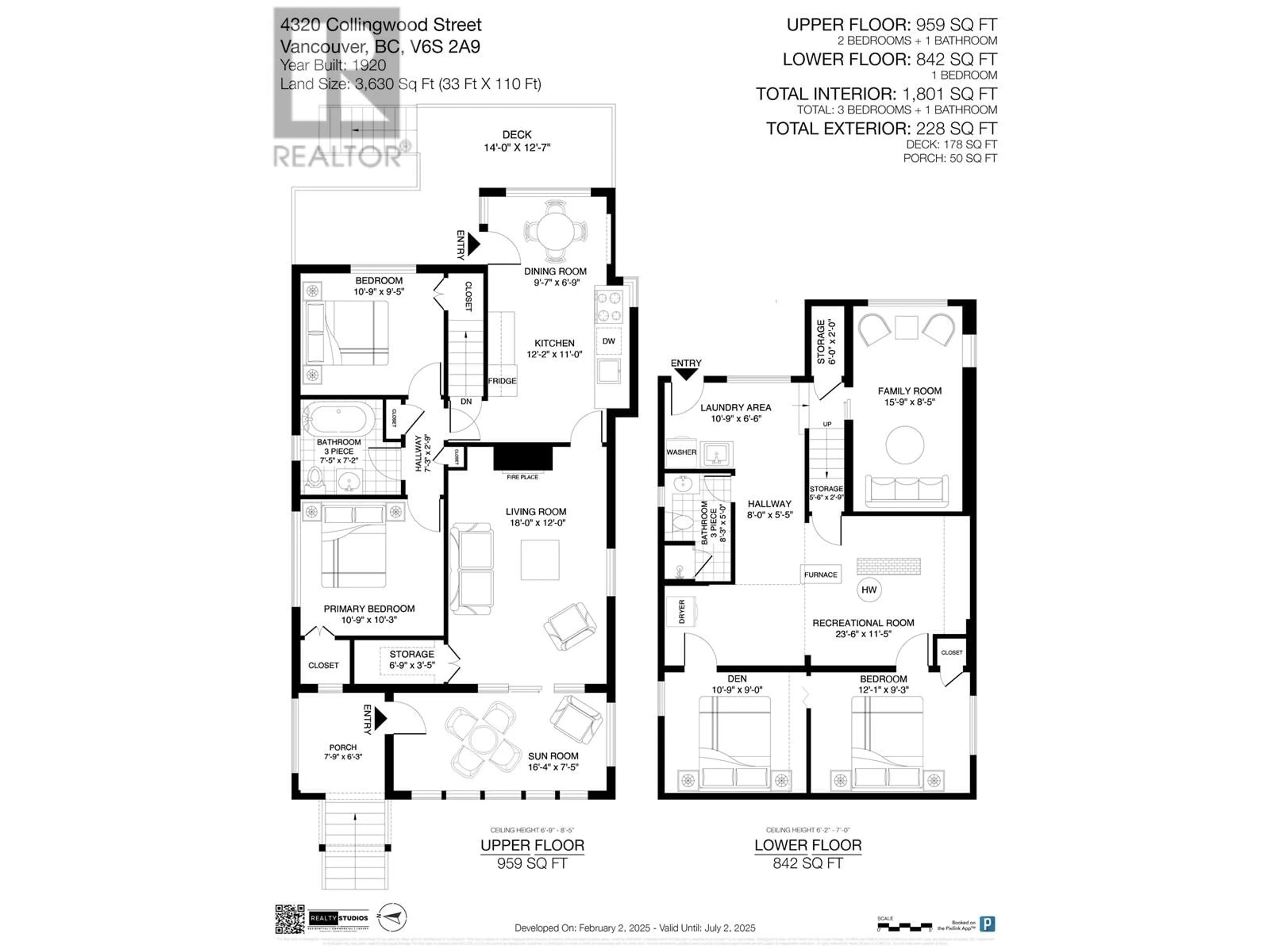 Floor plan for 4320 COLLINGWOOD STREET, Vancouver British Columbia V6S2A9