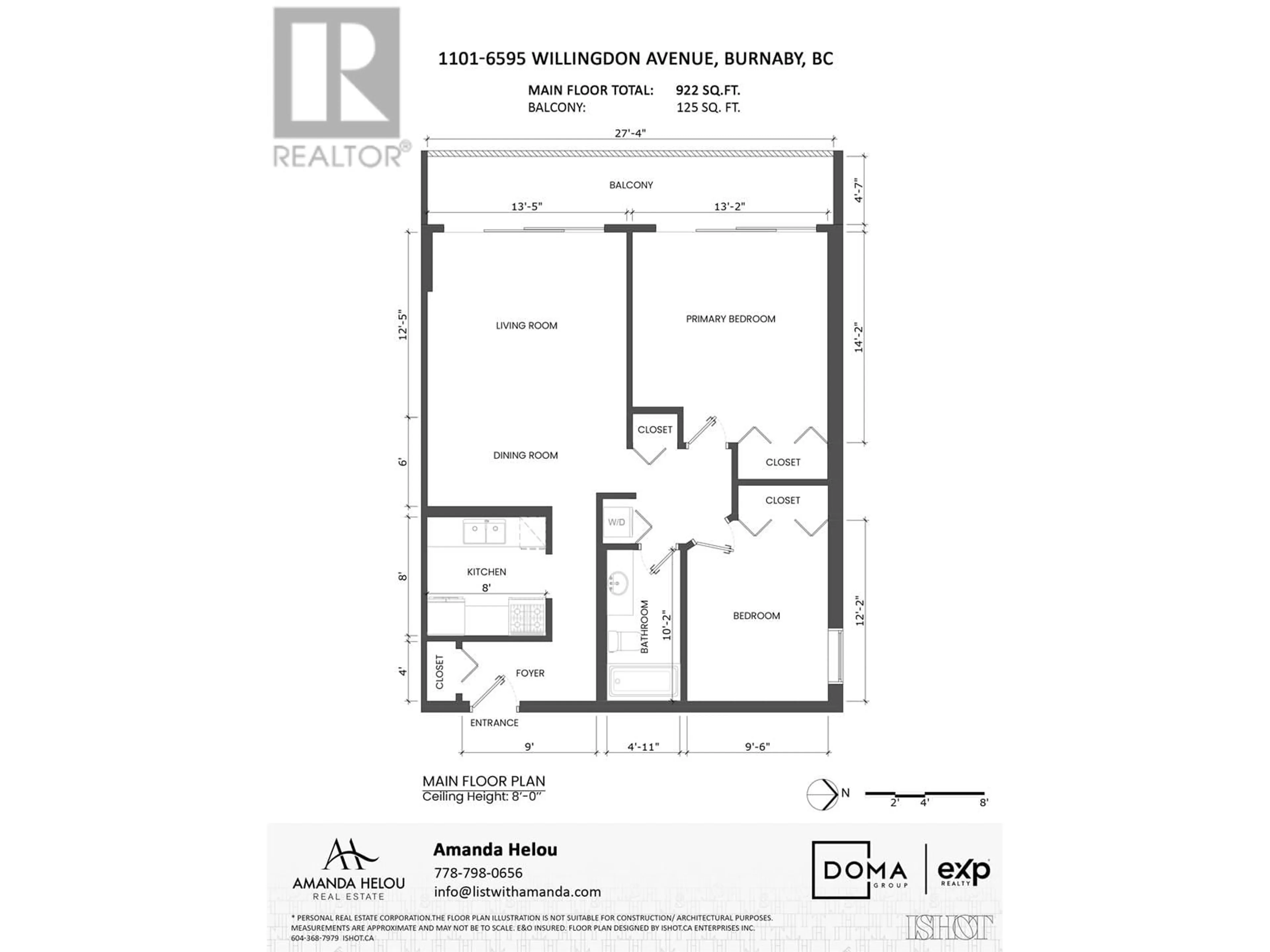 Floor plan for 1101 6595 WILLINGDON AVENUE, Burnaby British Columbia V5H4E5