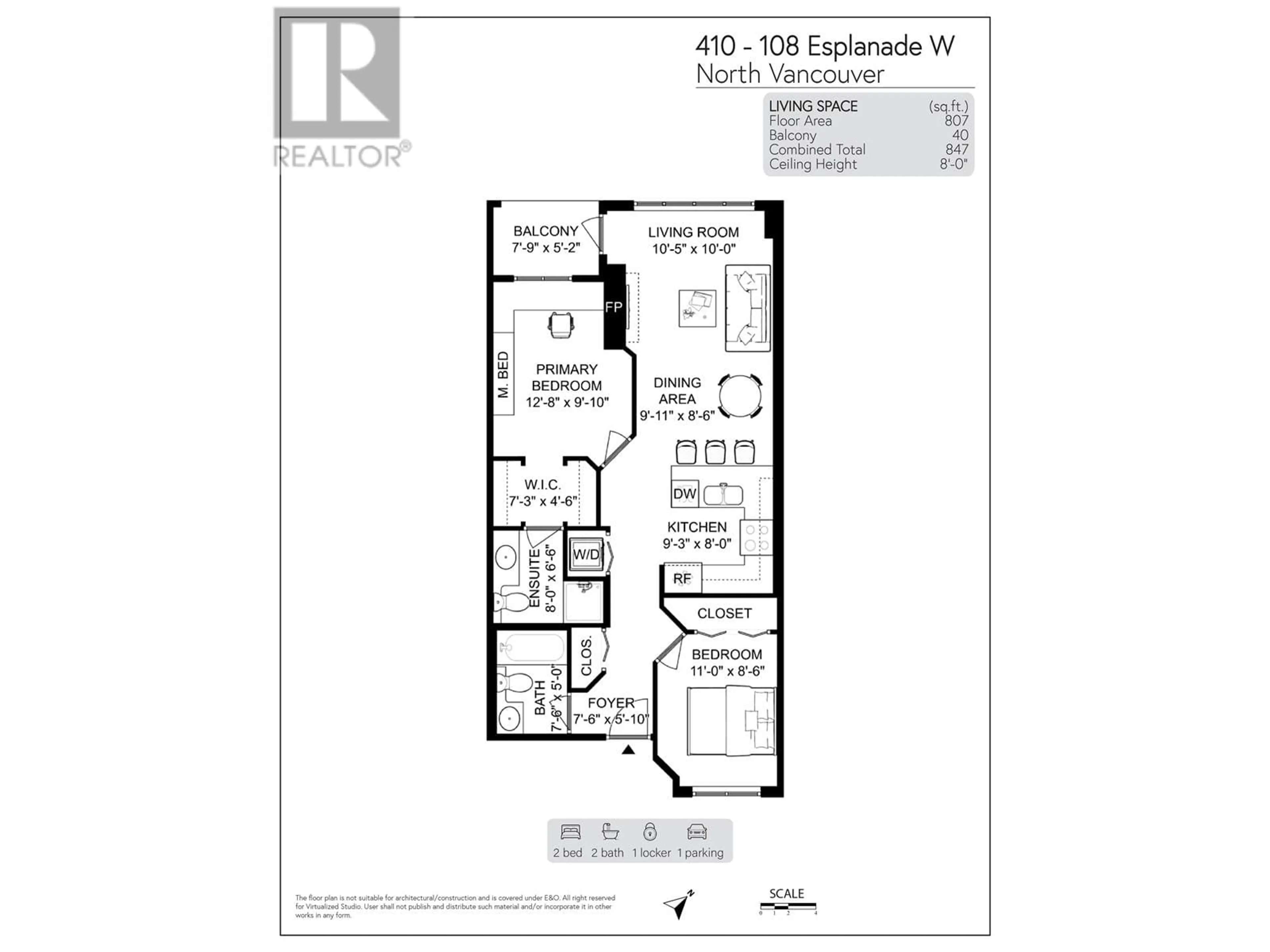 Floor plan for 410 108 W ESPLANADE AVENUE, North Vancouver British Columbia V7M3M8