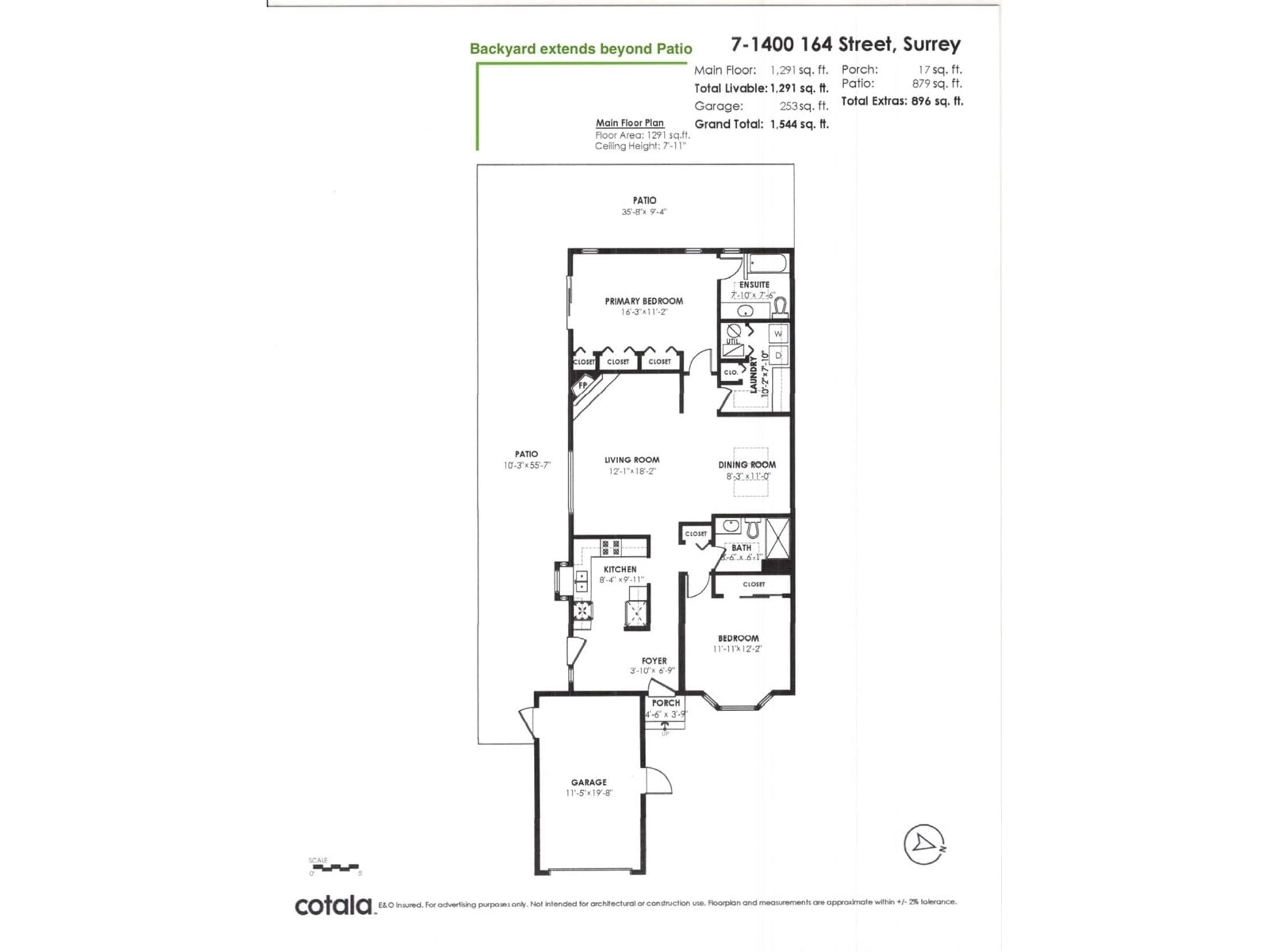 Floor plan for 7 - 1400 164, Surrey British Columbia V4A8T4