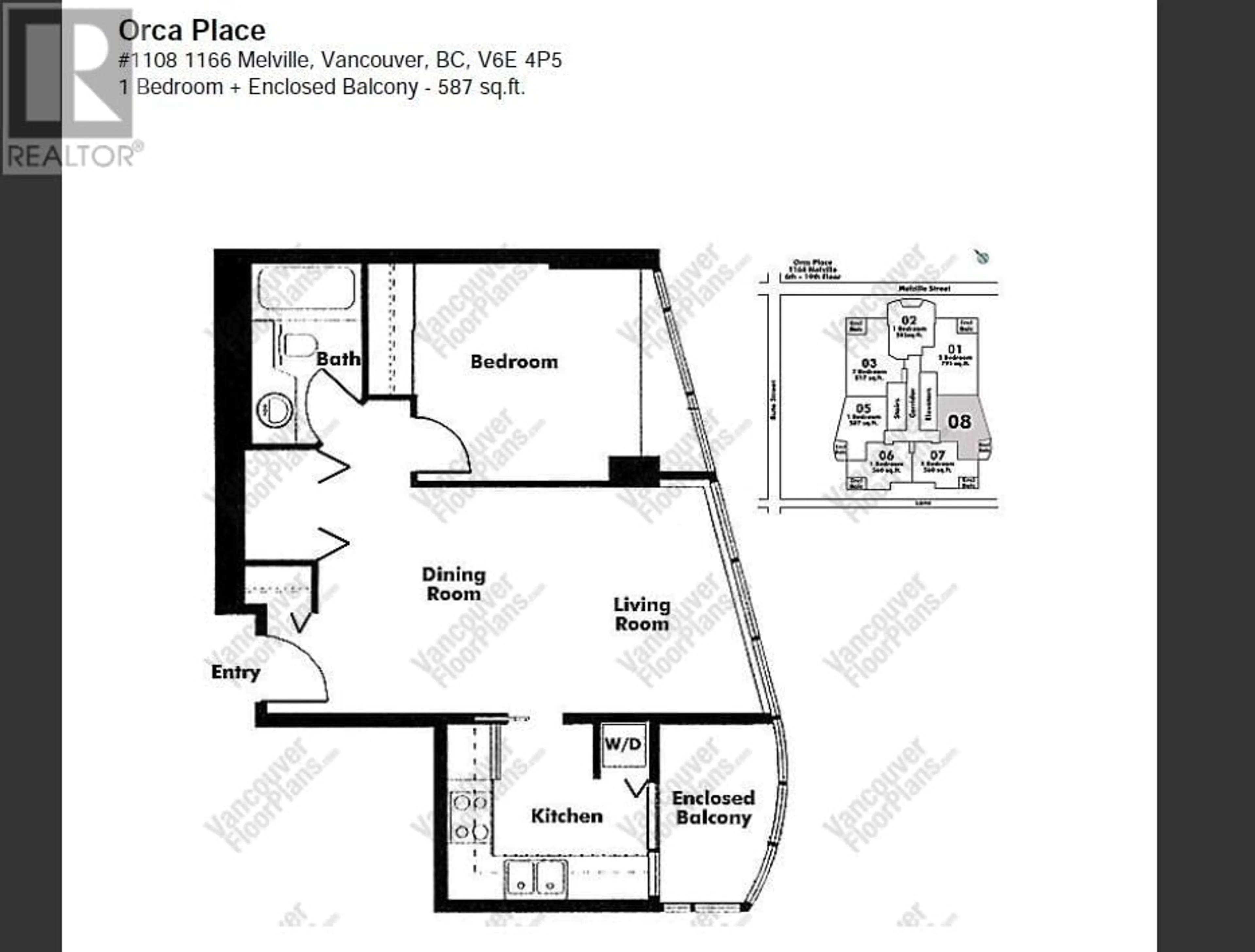 Floor plan for 1108 1166 MELVILLE STREET, Vancouver British Columbia V6E4P5