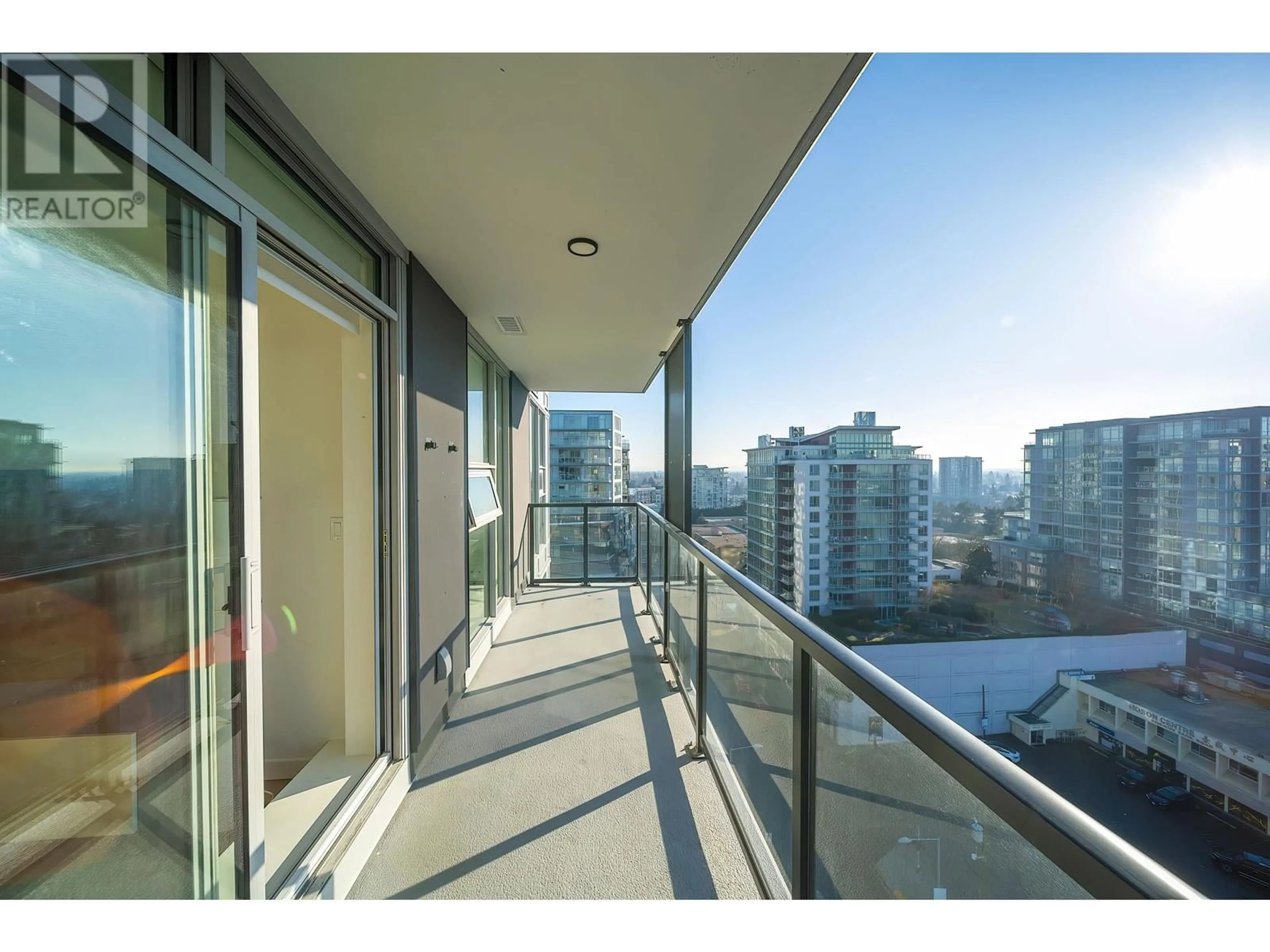 Balcony in the apartment, city buildings view from balcony for 1202 8111 PARK ROAD, Richmond British Columbia V6Y0M2