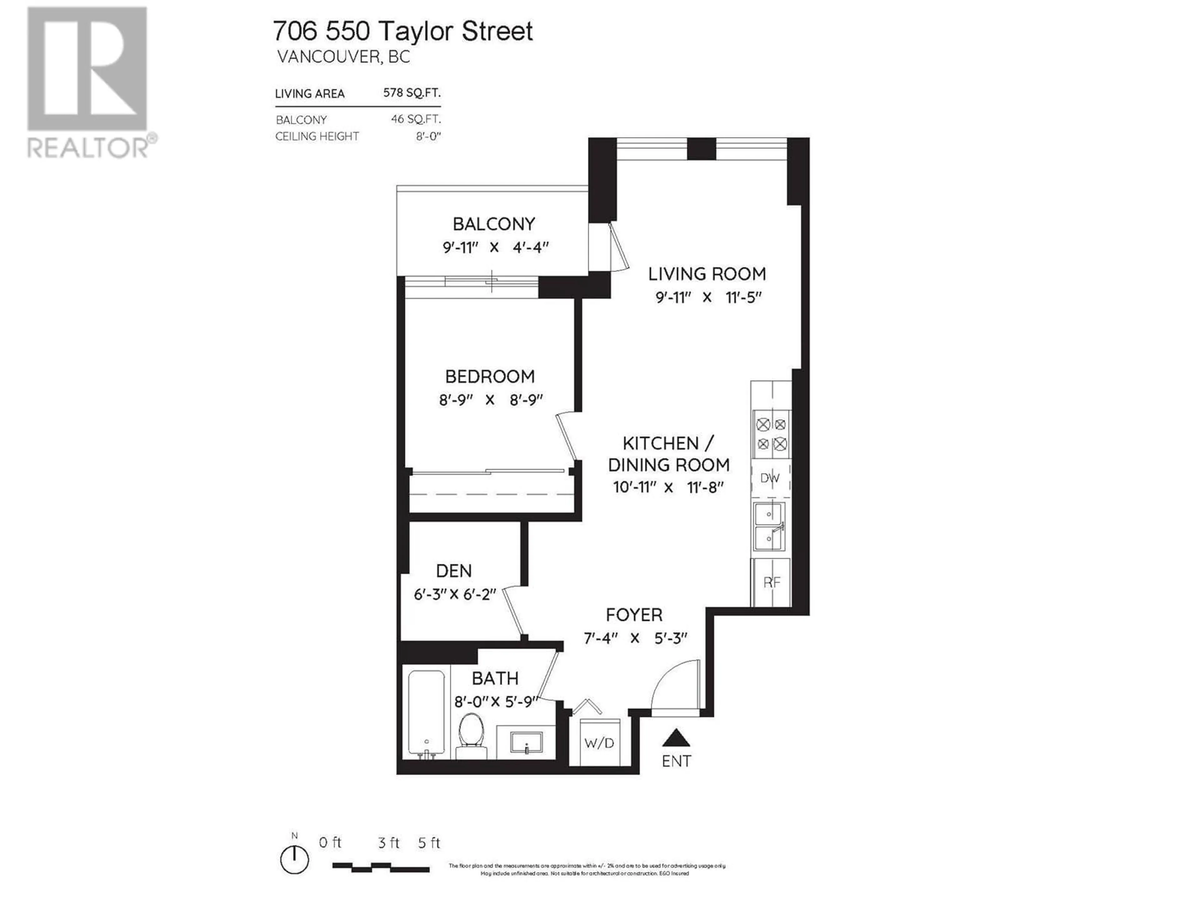 Floor plan for 706 550 TAYLOR STREET, Vancouver British Columbia V6B1R1