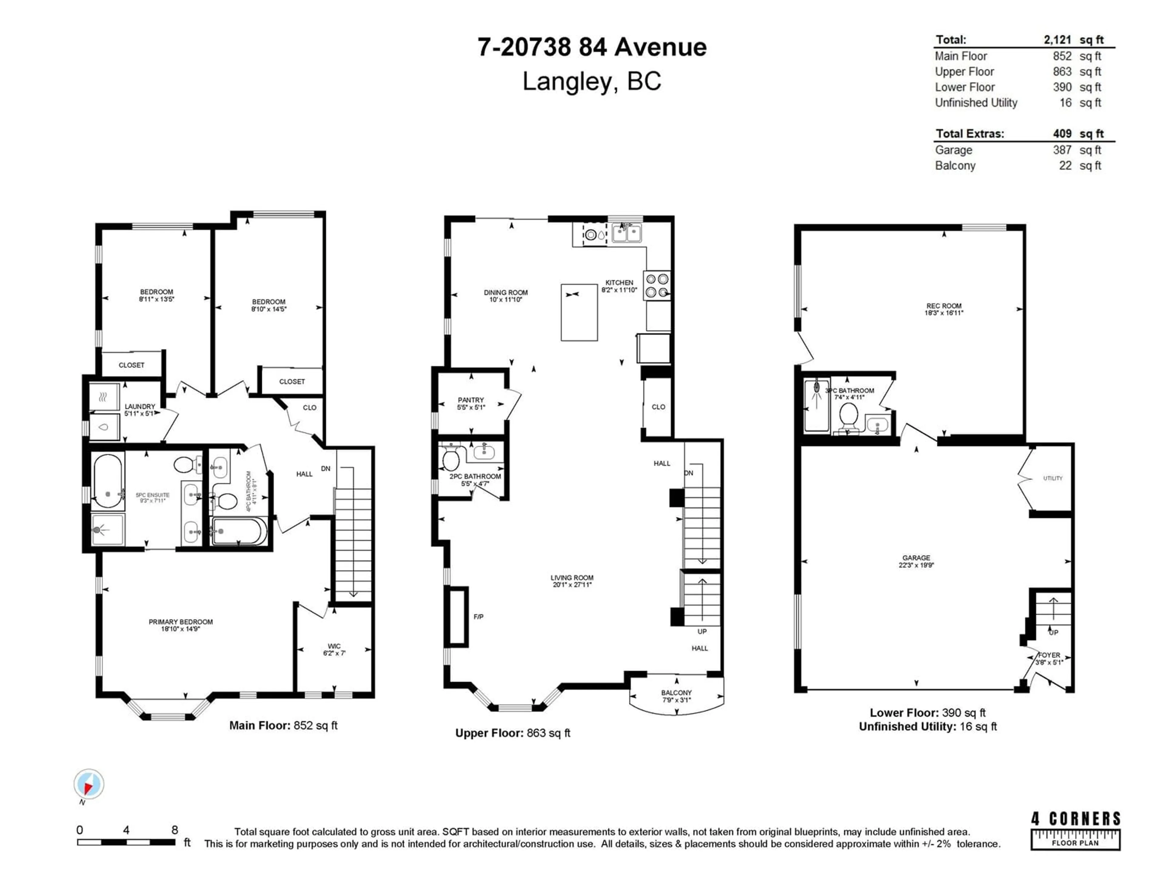 Floor plan for 7 - 20738 84TH, Langley British Columbia V2Y0J6