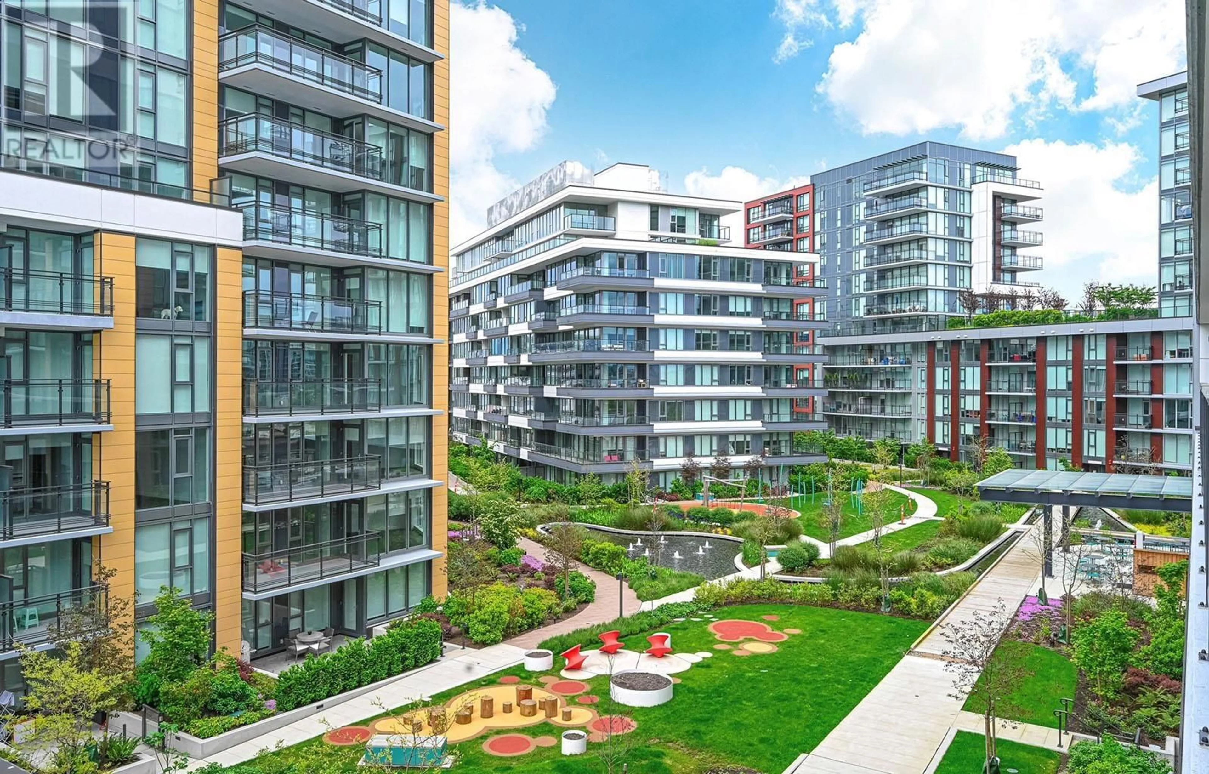 A pic from outside/outdoor area/front of a property/back of a property/a pic from drone, city buildings view from balcony for 1002 - 3280 CORVETTE WAY, Richmond British Columbia V6X0T9