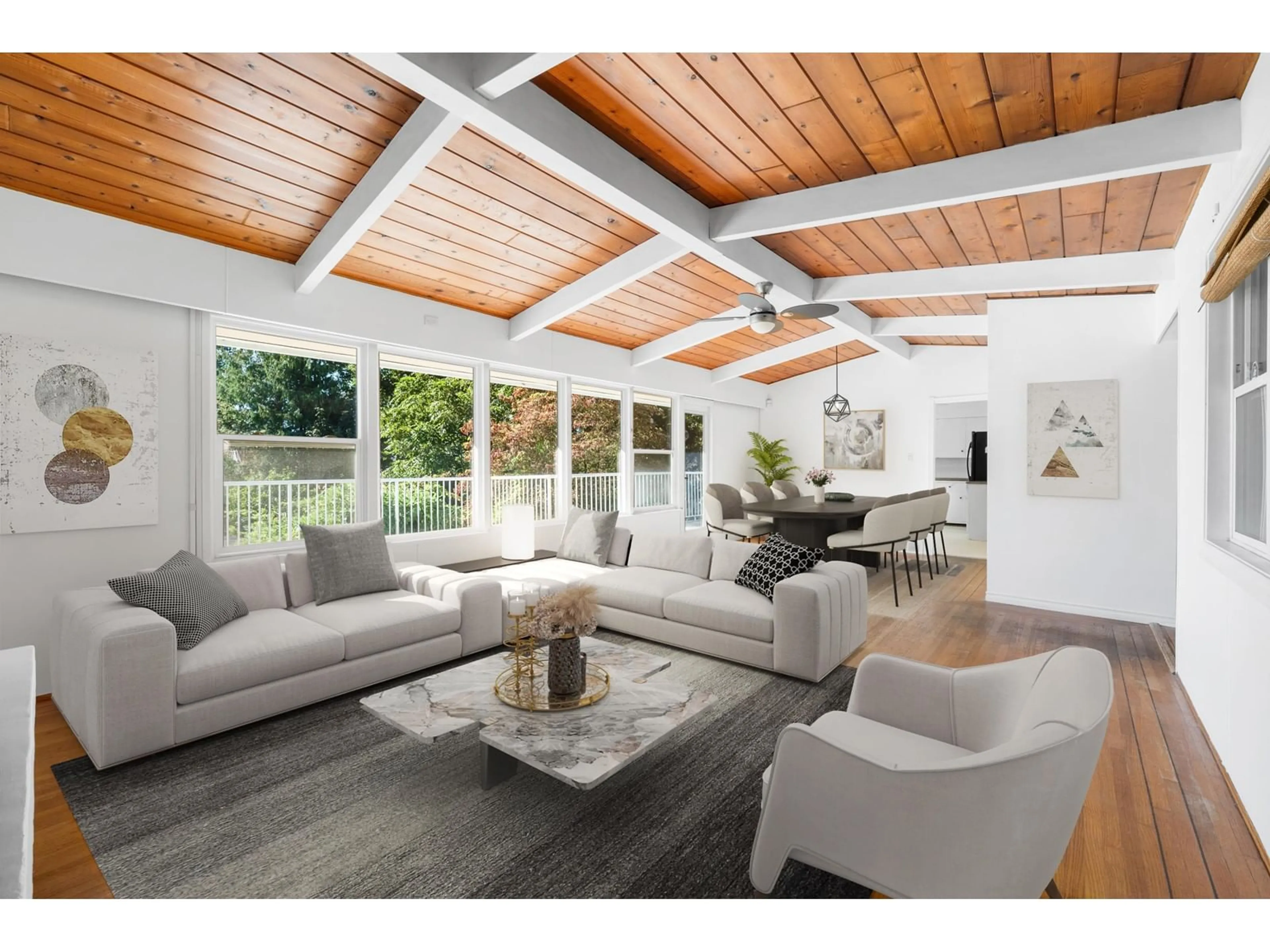 Living room with furniture, wood/laminate floor for 32870 2ND AVENUE, Mission British Columbia V2V1J2