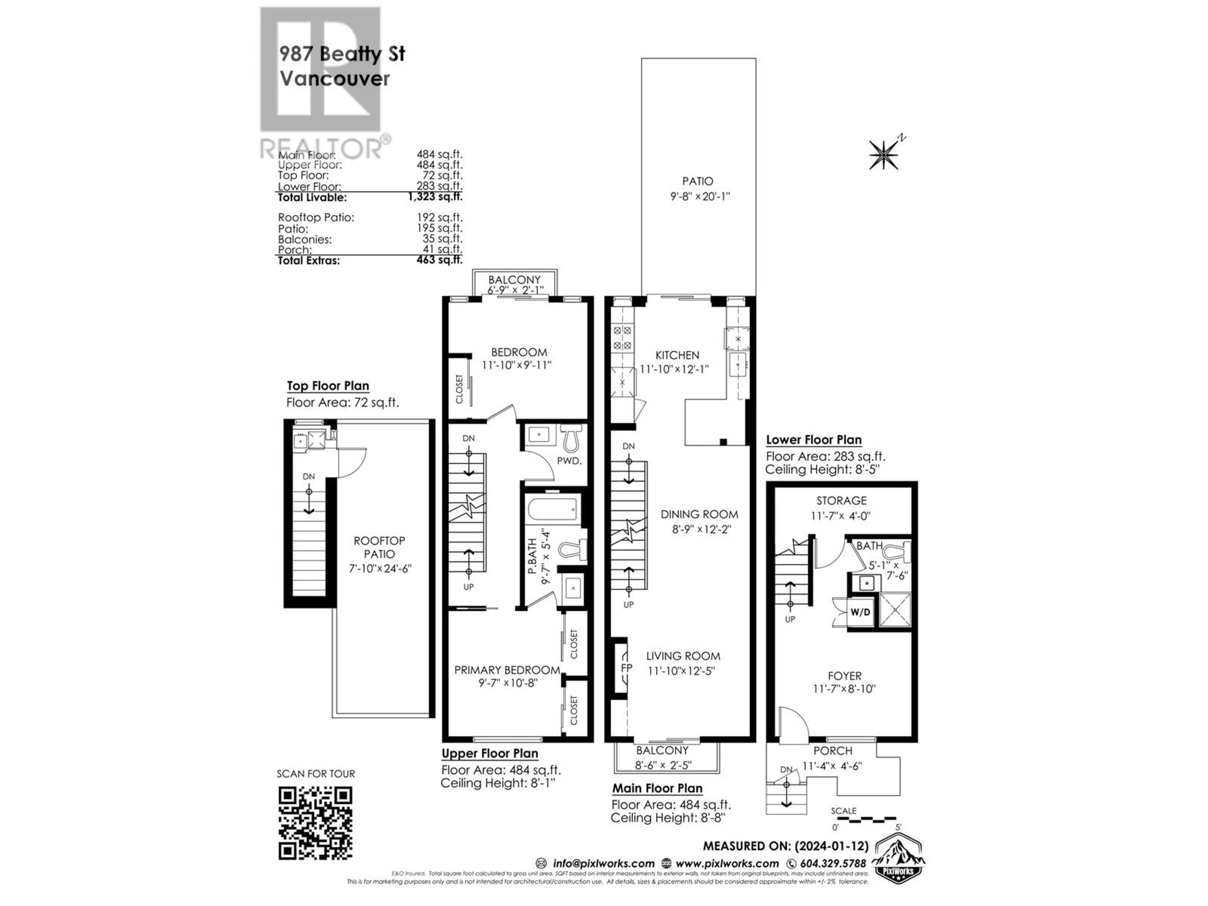 Floor plan for 987 BEATTY STREET, Vancouver British Columbia V6Z3C5