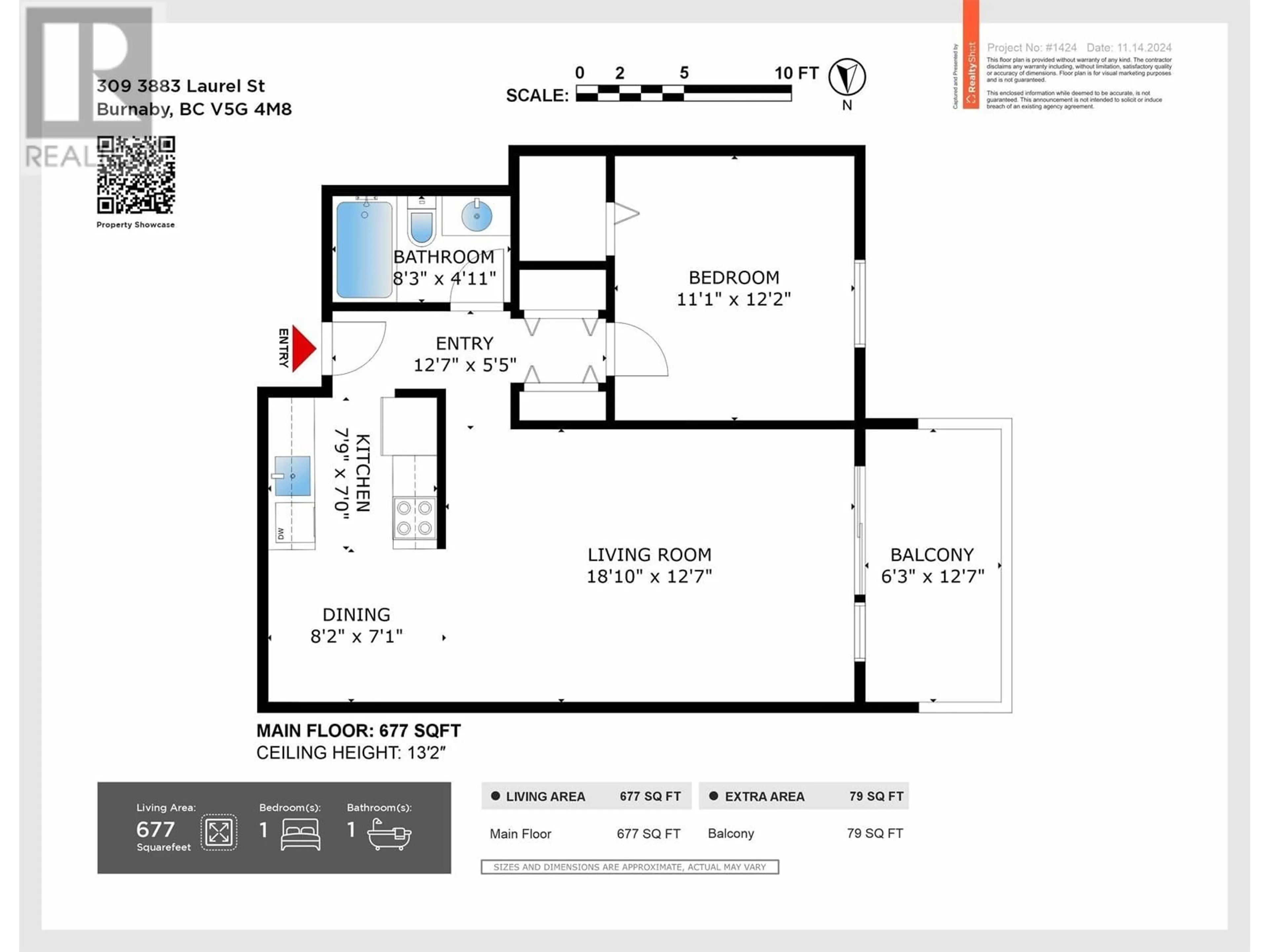 Floor plan for 309 3883 LAUREL STREET, Burnaby British Columbia V5G4M8