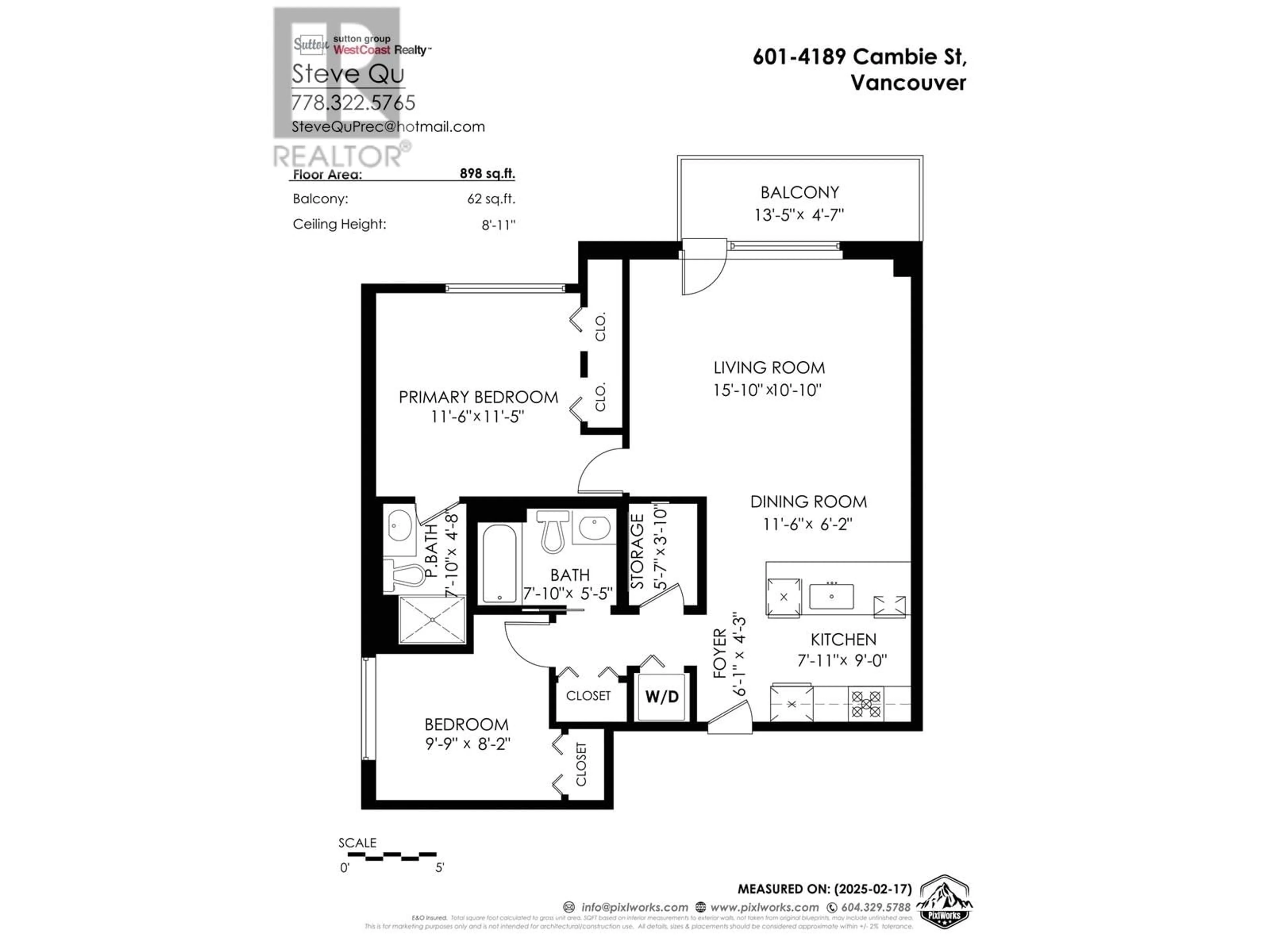 Floor plan for 601 4189 CAMBIE STREET, Vancouver British Columbia V5Z2Y2