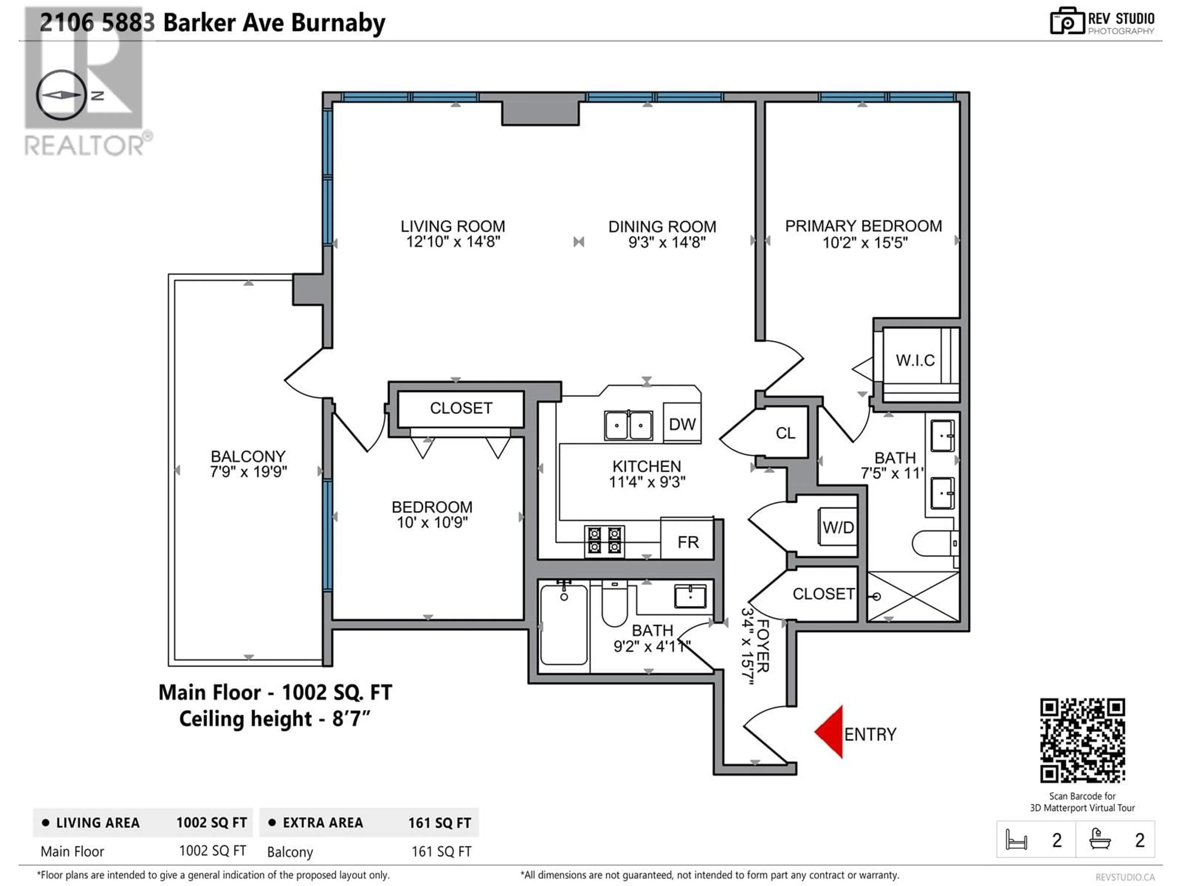 Floor plan for 2106 5883 BARKER AVENUE, Burnaby British Columbia V5H0G4