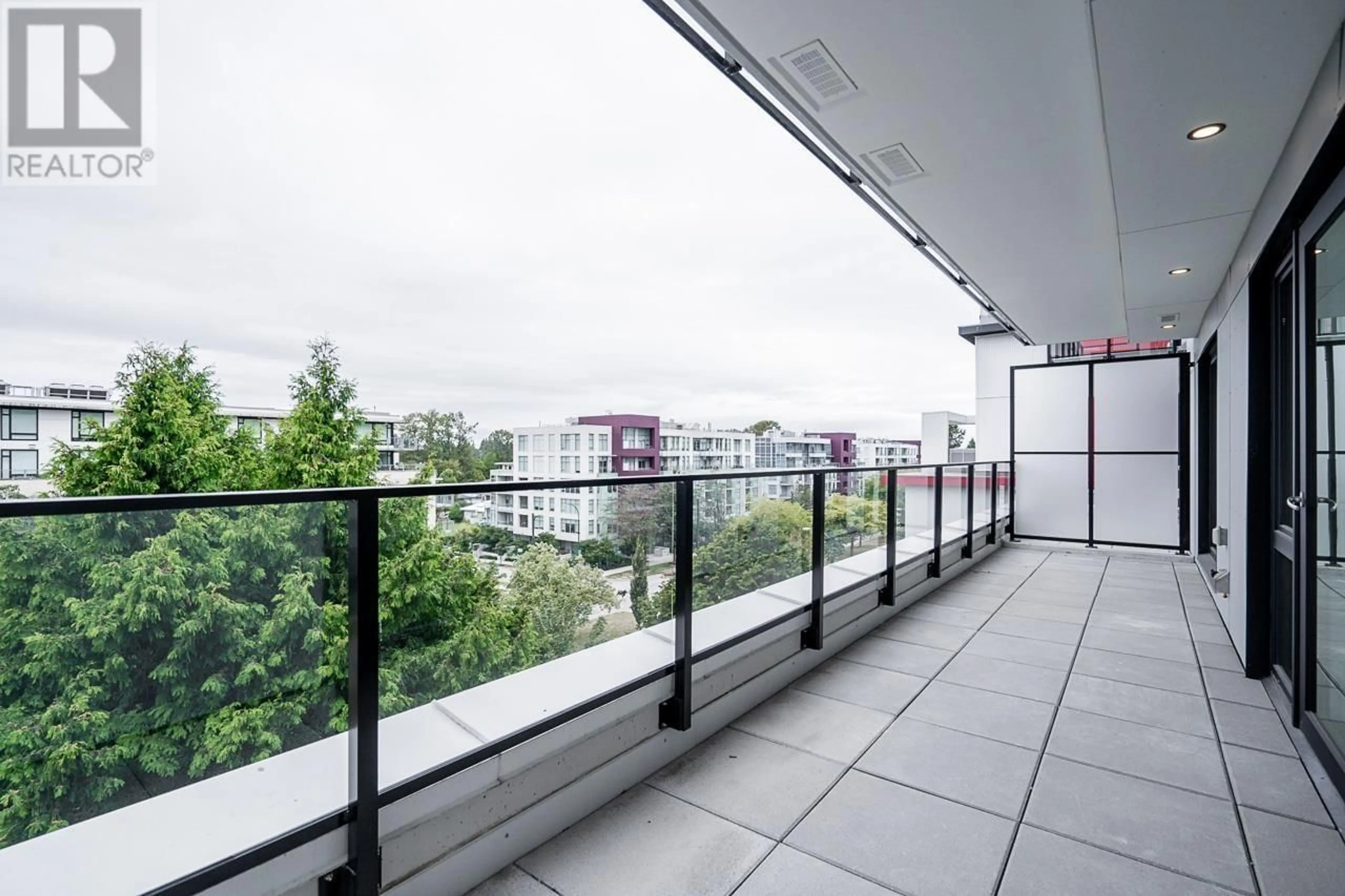 Balcony in the apartment, city buildings view from balcony for 505 5168 CAMBIE STREET, Vancouver British Columbia V5Z0K7