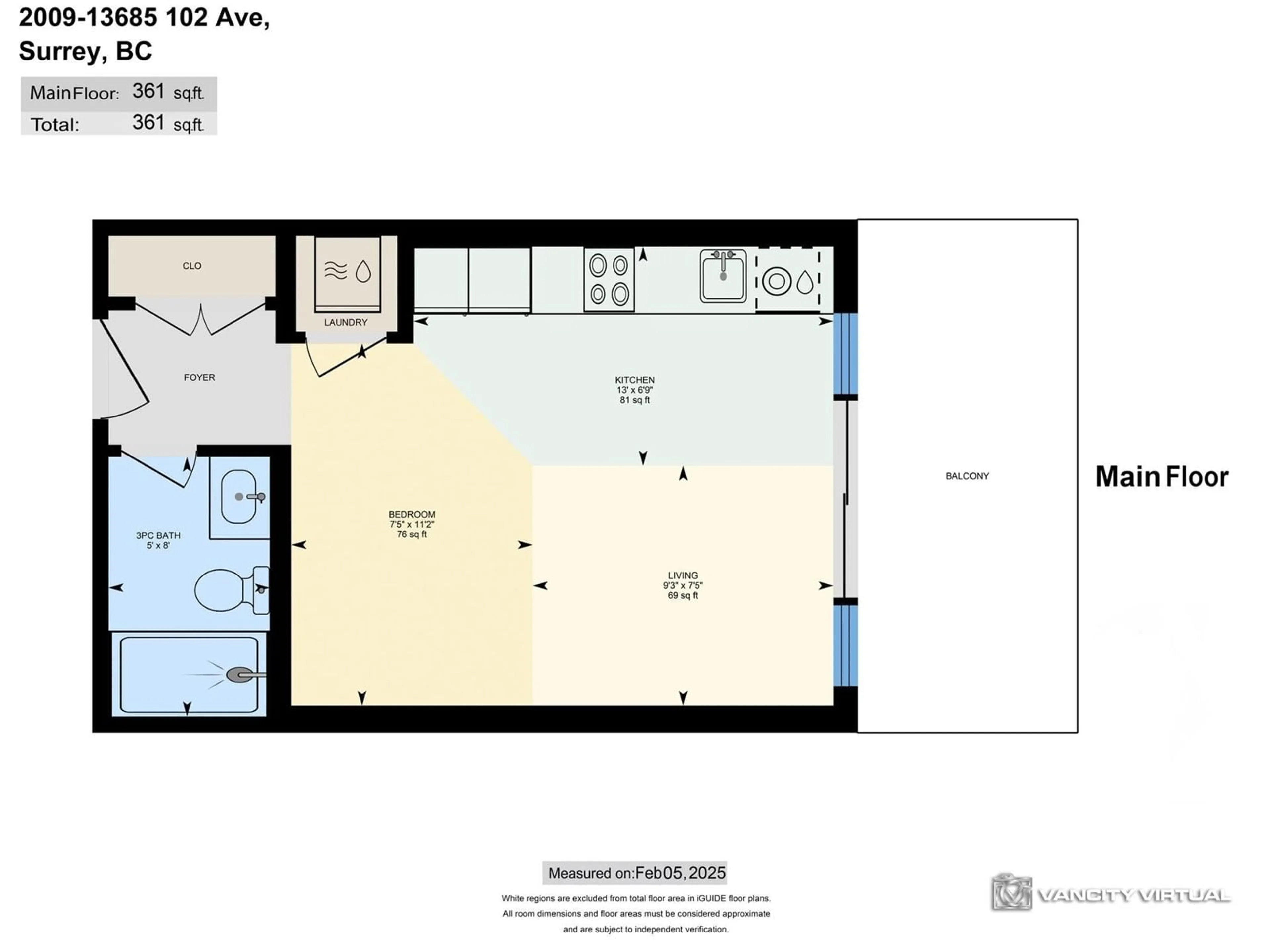 Floor plan for 2009 - 13685 102, Surrey British Columbia V3T0S2