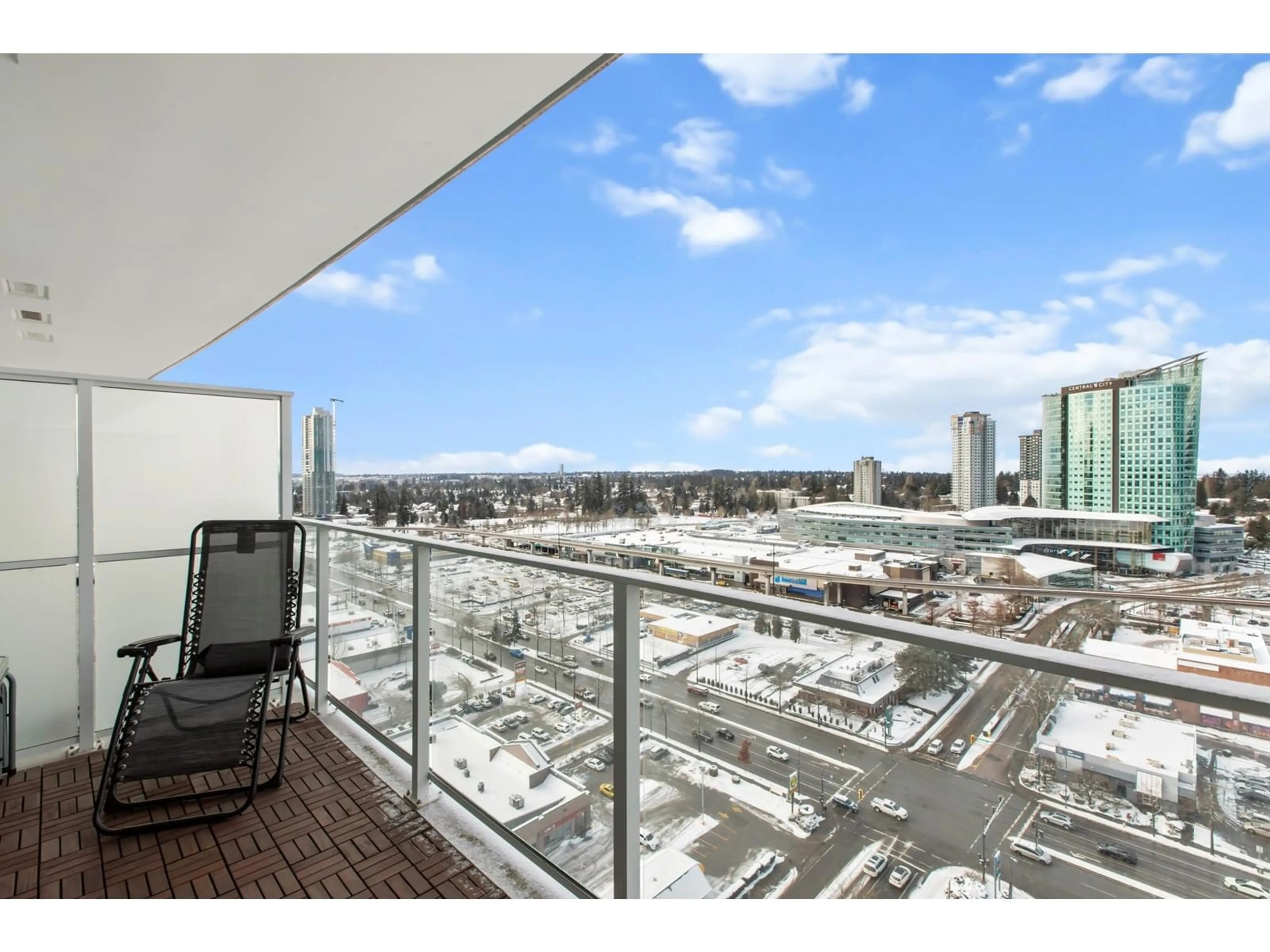 Balcony in the apartment, city buildings view from balcony for 2009 13685 102 AVENUE, Surrey British Columbia V3T0S2