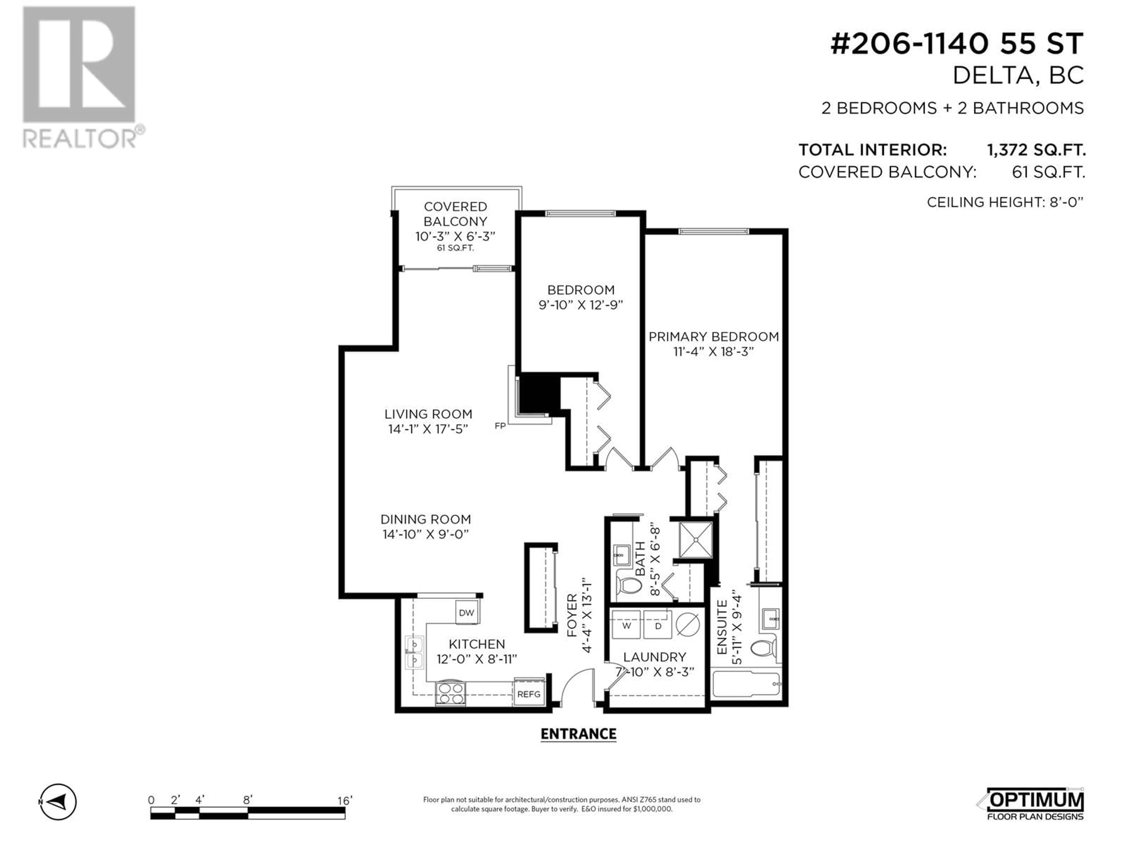 Floor plan for 206 1140 55 STREET, Delta British Columbia V4M3J8