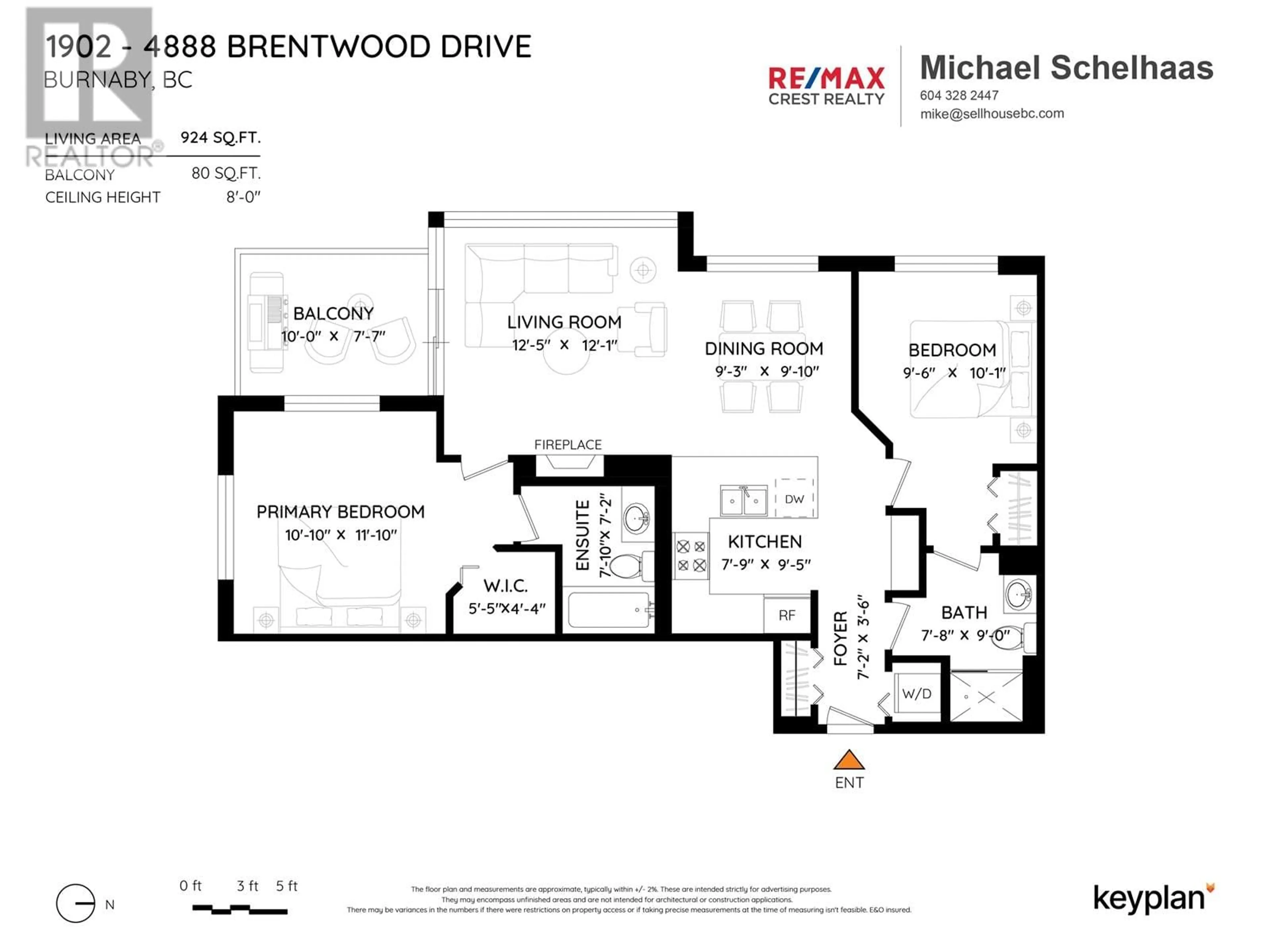 Floor plan for 1902 - 4888 BRENTWOOD DRIVE, Burnaby British Columbia V5C0C6