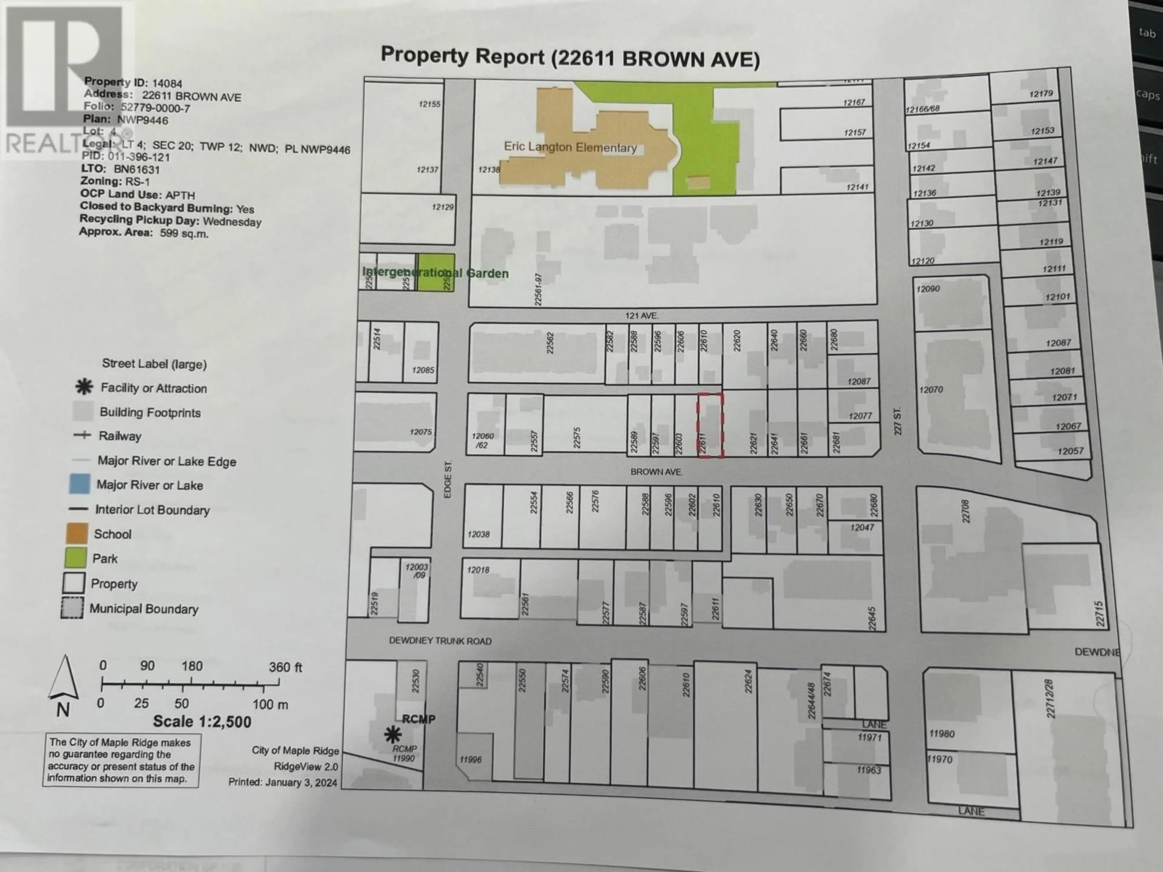 Picture of a map for 22611 BROWN AVENUE, Maple Ridge British Columbia V2X3R6