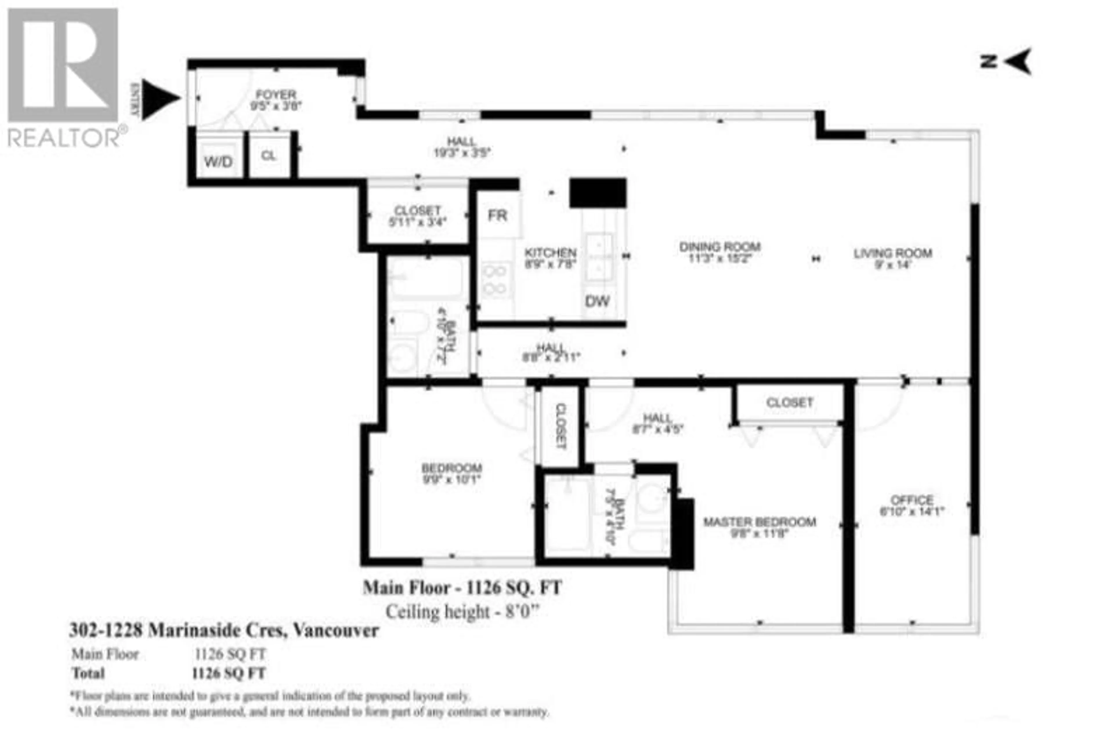 Floor plan for 302 - 1228 MARINASIDE CRESCENT, Vancouver British Columbia V6Z2W4